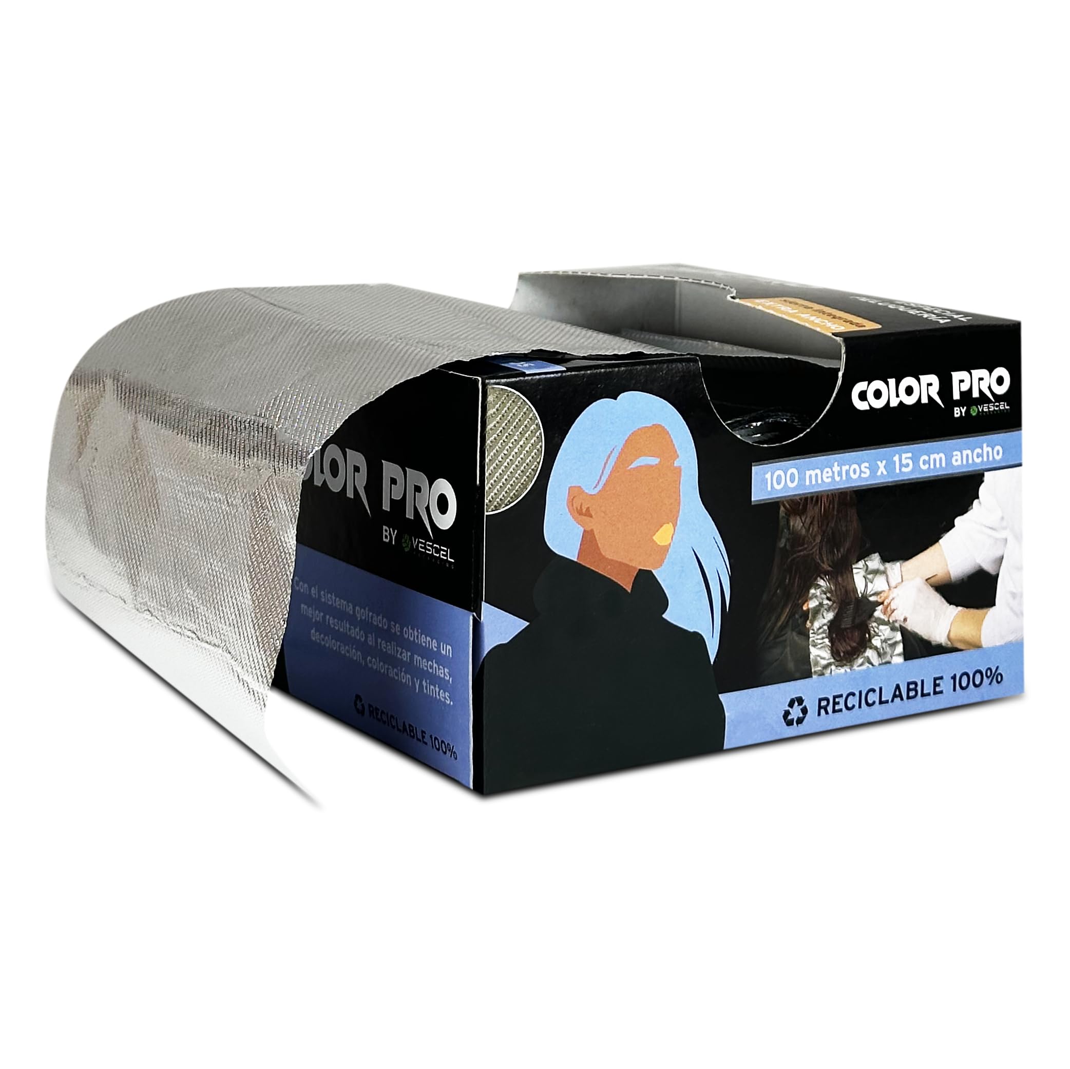 Papel Aluminio Peluquería Profesional 15 cm x 100 m | Papel Aluminio para Mechas, Decoloración, Coloración y Tintes (2 unidades)