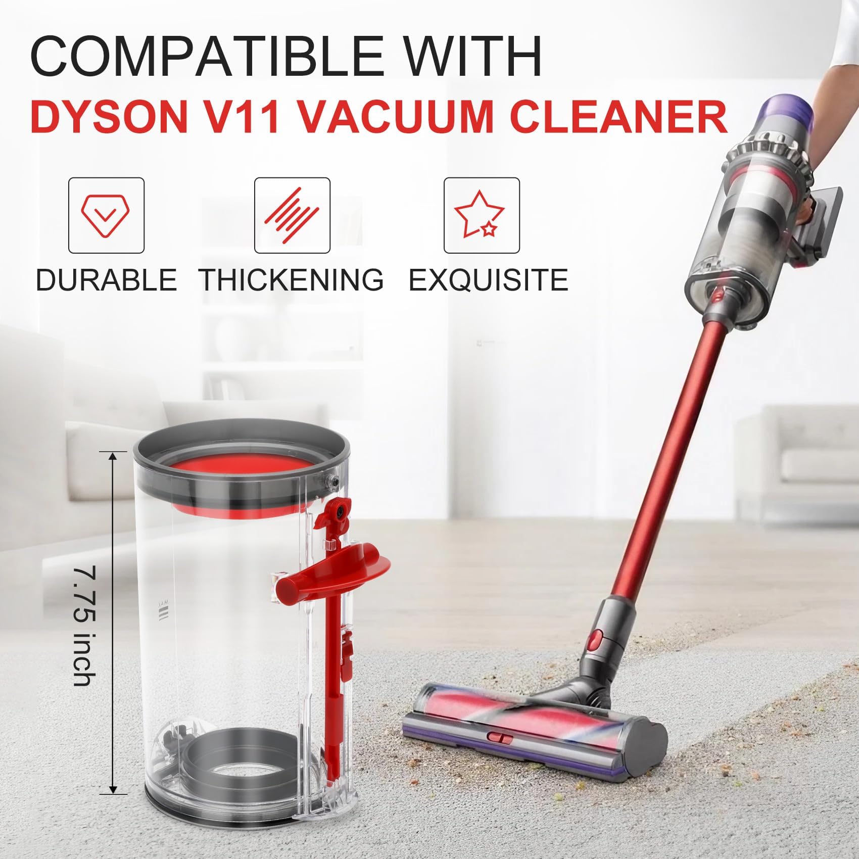 Accessori per il Coperchio Inferiore del Cestino per Dyson V11 V15 SV14 SV15 SV22, Contiene Filtro HEPA, Contenitore per la Polvere Trasparente e di Alta Qualità per Ricambi per Dyson V11 V15 Absolute