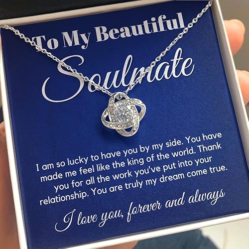 Miniatura 3 de to My Soulmate Love Knot Necklace - My Lovely Wife Gifts for Girlfriend Romantic Gifts for Her from Husband to Wife Valentines Day for Wife WF9