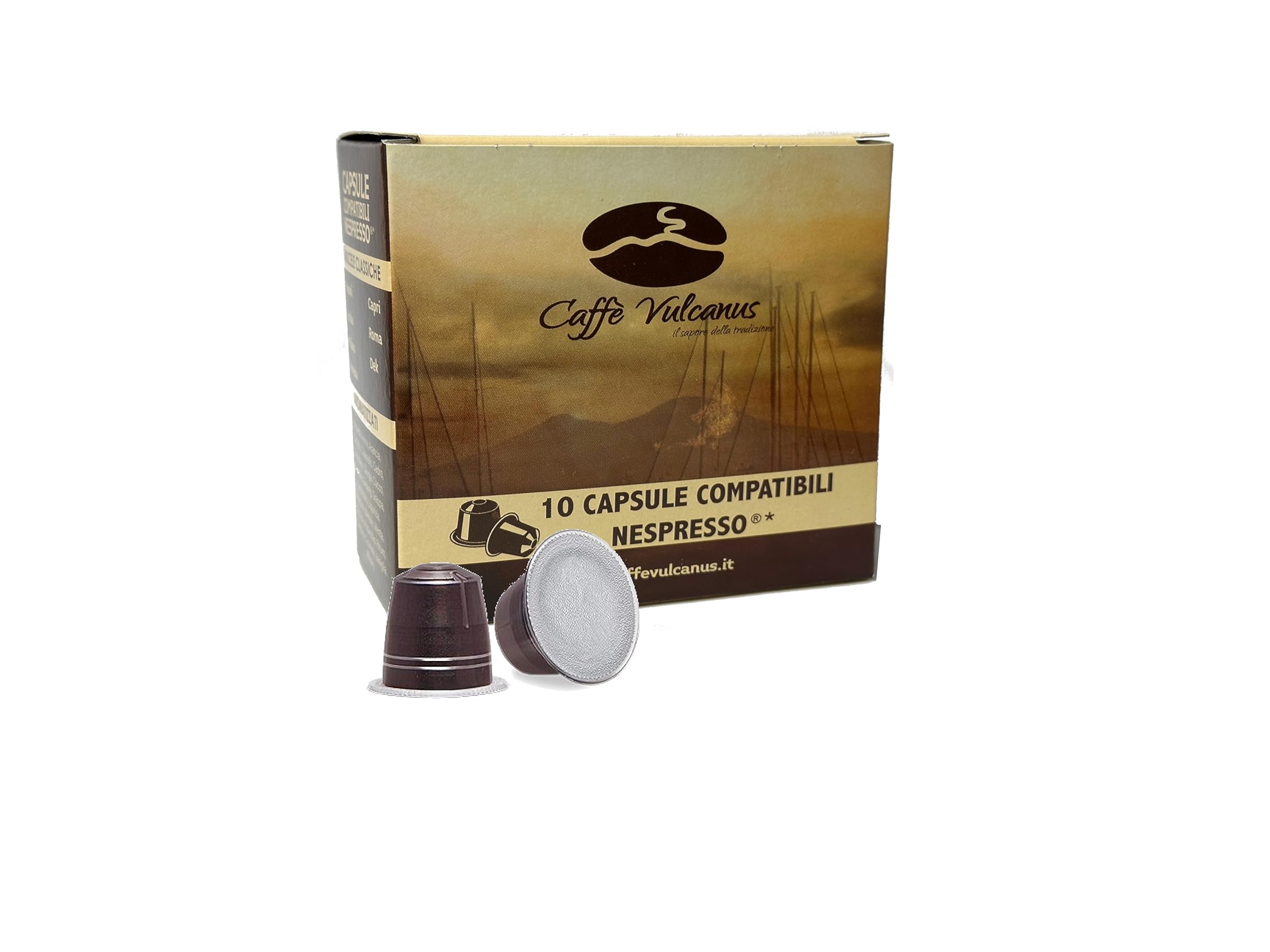 Caffé Vulcanus - Kit de Degustación de 120 Cápsulas Compatible Con Máquinas Nespresso®* para Uso Doméstico - 12 Sabores de Café