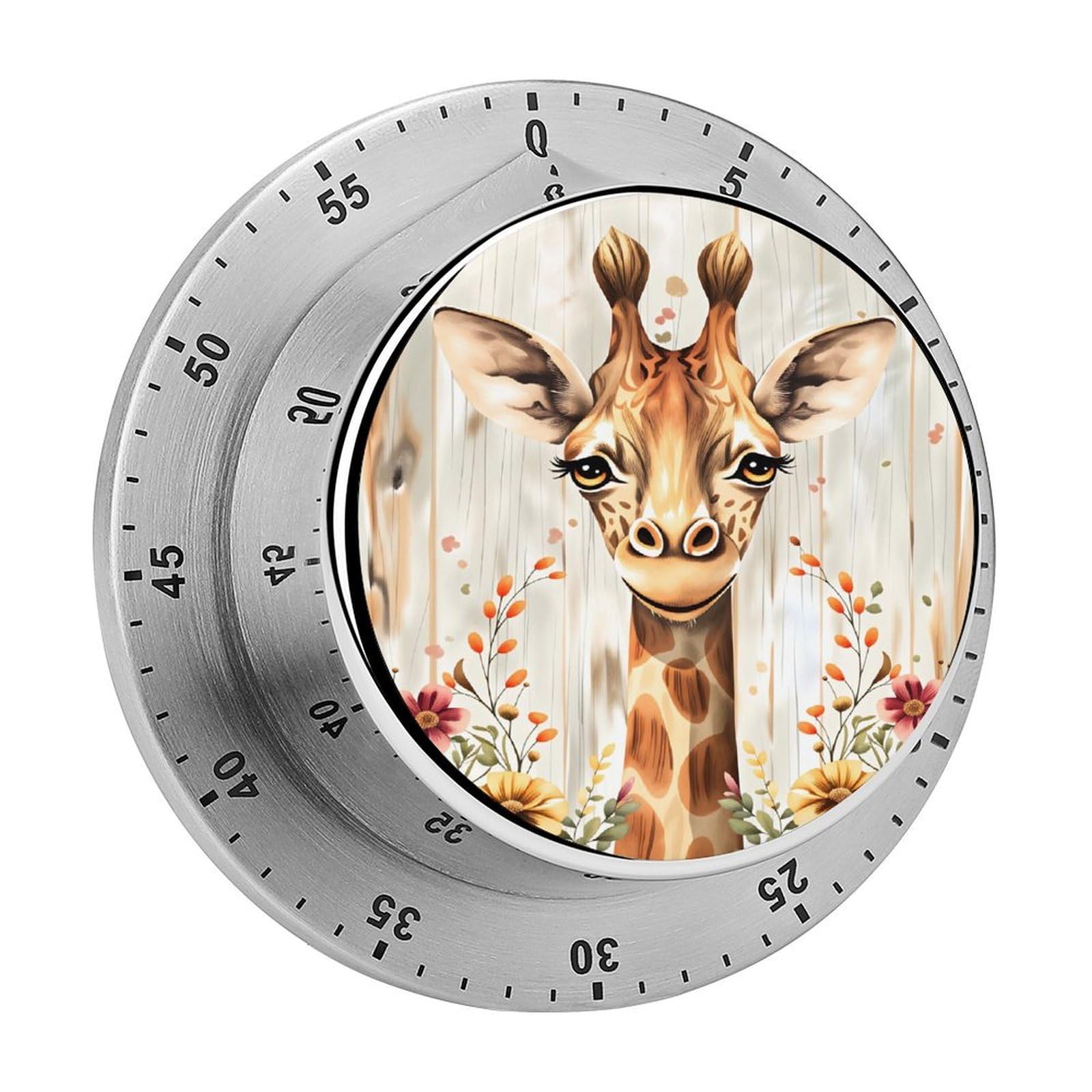 Farmhouse Giraffe 60 Minute Wind Up Timer,Visual Mechanical Magnetic Timer with Loud Alarm for Kitchen