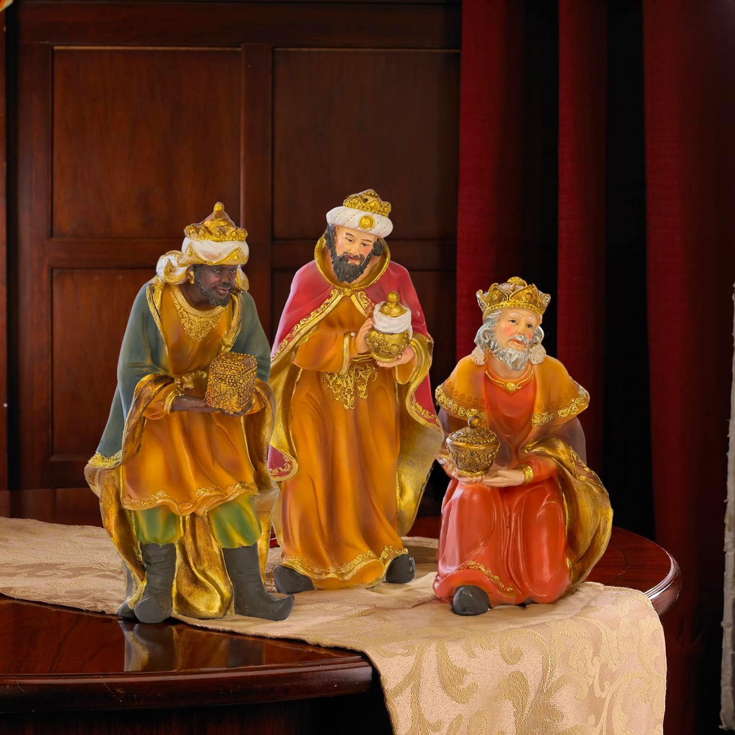 Avilia Lot de 11 décorations de Noël en résine – Figurines de crèche de 20 cm, idéales comme décorations de Noël avec Enfant Jésus, Joseph et Marie, adaptables à différentes crèches