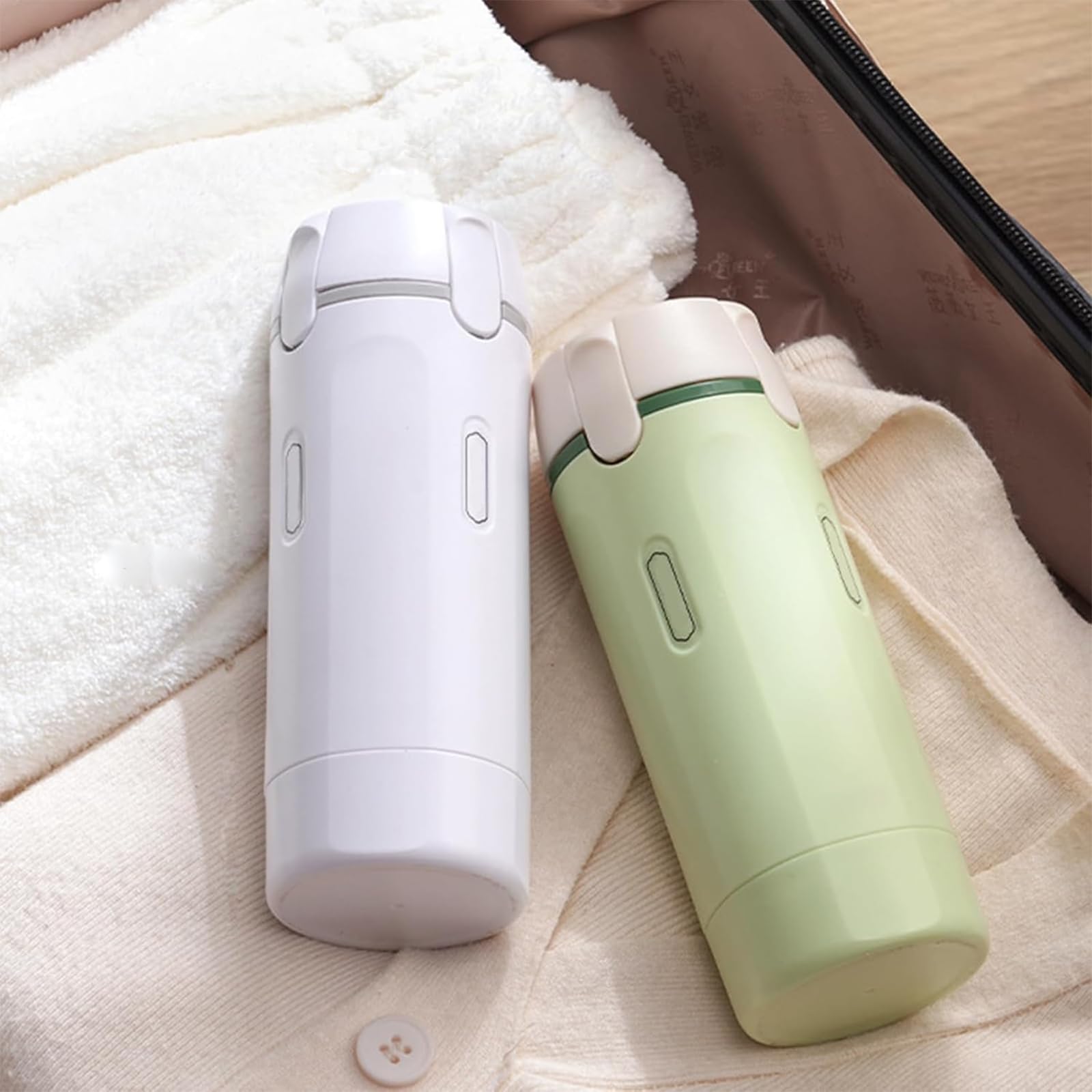Dispenser da viaggio 4 in 1 per articoli da toeletta, contenitori da viaggio ricaricabili a prova di perdite, con scala ed etichette per shampoo, balsamo, lozione e crema (verde)