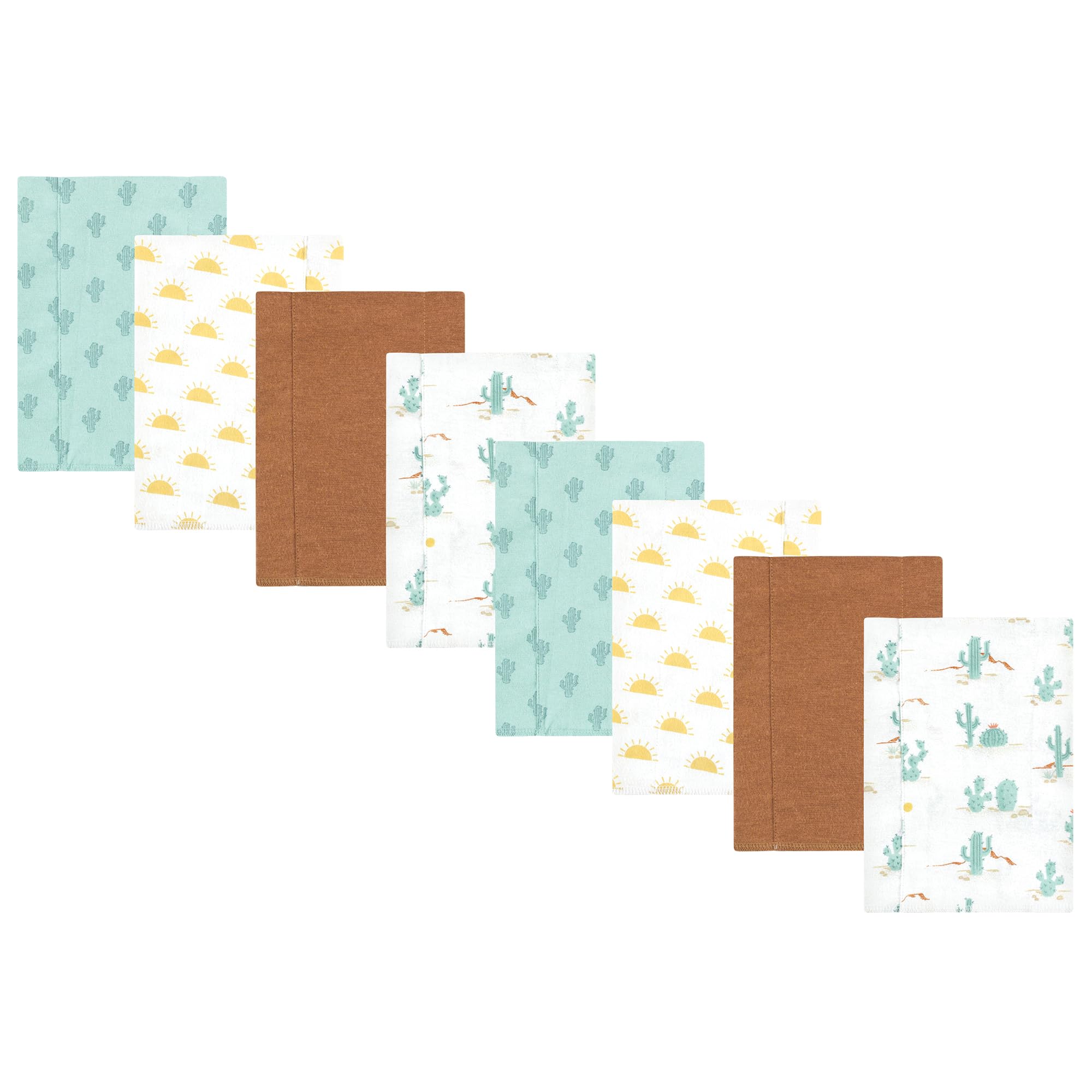 Hudson Baby Cotton Poly Flannel Burp Cloths Multipack, Desert Cactus 8-Pack, One Size