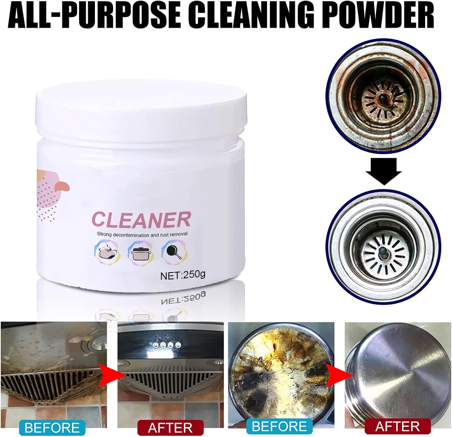 Deoxys Foam Rust Remover Kitchen All-Purpose Cleaning Powder - Kitchen Clean Cleaning Foam, Multi-Purpose Foam Cleaner, Kitchen Cleaning Agent, Soak To Clean Greasy Dirt 2