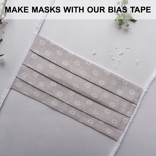 Miniatura 31 de Cinta al bies de doble pliegue de 1/4 de pulgada, cinta de encuadernación al bies de doble pliegue de 55 yardas por rollo para manualidades, Azul