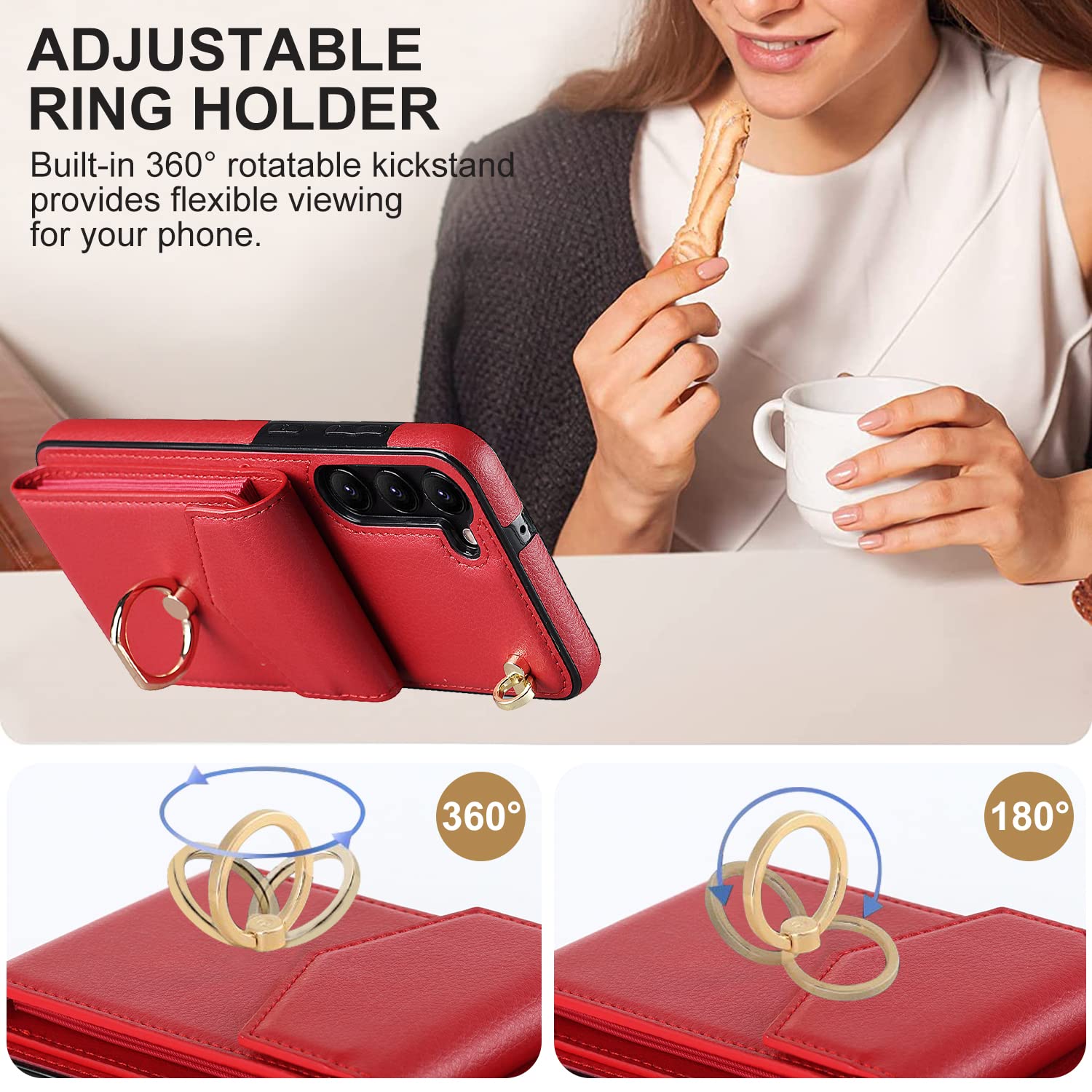 32nd Serie Floreale 3.0 - Custodia a Portafoglio in Pelle PU per iPhone