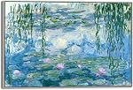 Wieco Art Framed Art Giclee Canvas Imprimés de Lys d'eau par Claude Monet Peintures Reproduction Mur en toile moderne Art pour la décoration de maison et de bureau Résumé Artwork Cadre argent