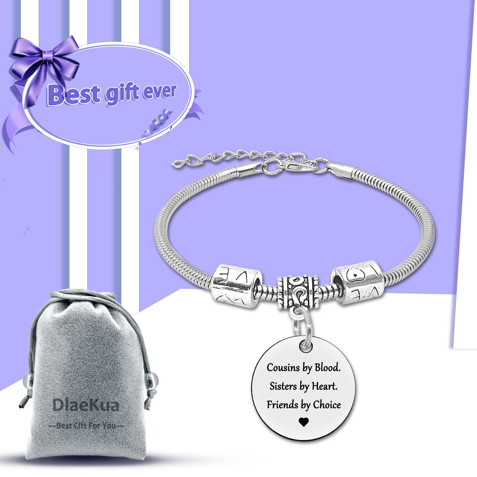 DlaeKua Cousin Gift Bracelet Stainless Steel Christmas Gift for Cousin Birthday Gift Long Distance Relationship Gift for Cousin