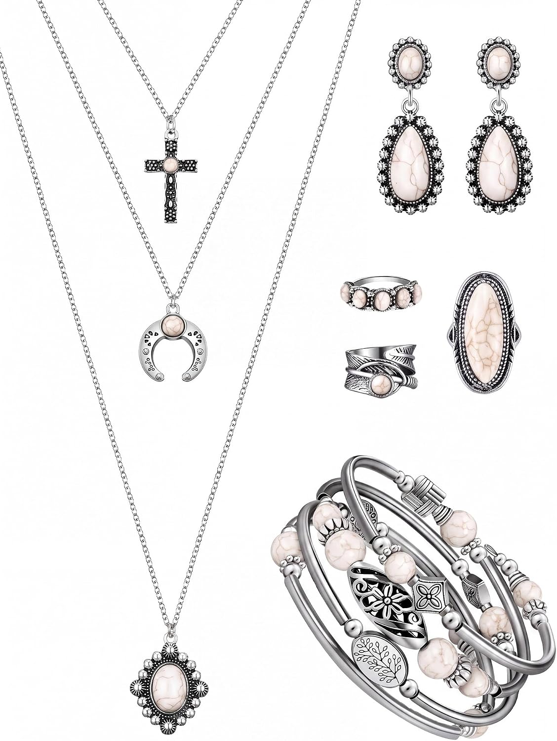Ecally Western Turquoise Jewelry Set for Women