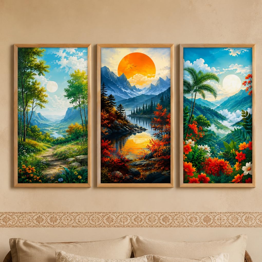 Vintage Botanical Wall Art Set - 3 Paintings -7 Vintage Botanical Wall Art Set - 3 Paintings -7