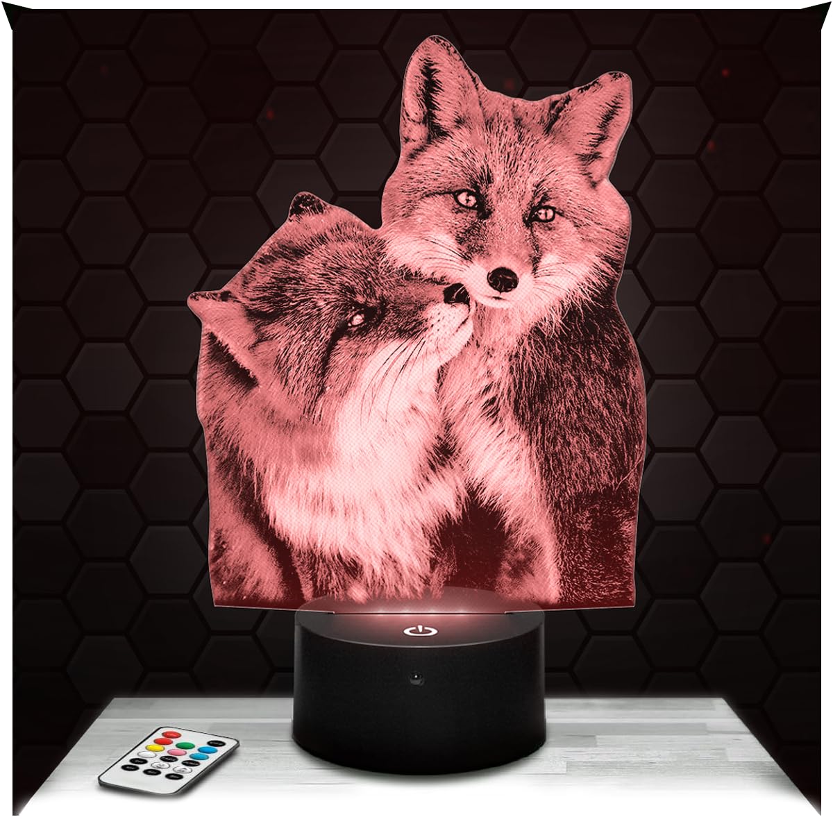 Lampephoto.fr - Fox 3D Lamp Animal Touch Night Light Led, 3D Hologram Effect, Christmas Birthday Gift Idea for Boy or Girl, Room Decoration Object