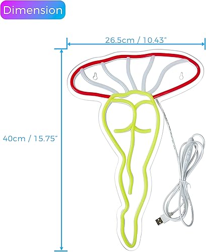 Miniatura 2 de Señal de neón con luces LED de noche con diseño de hongo de señora con conexión USB, letrero de neón para hombre, cueva, hogar, bar, dormitorio,