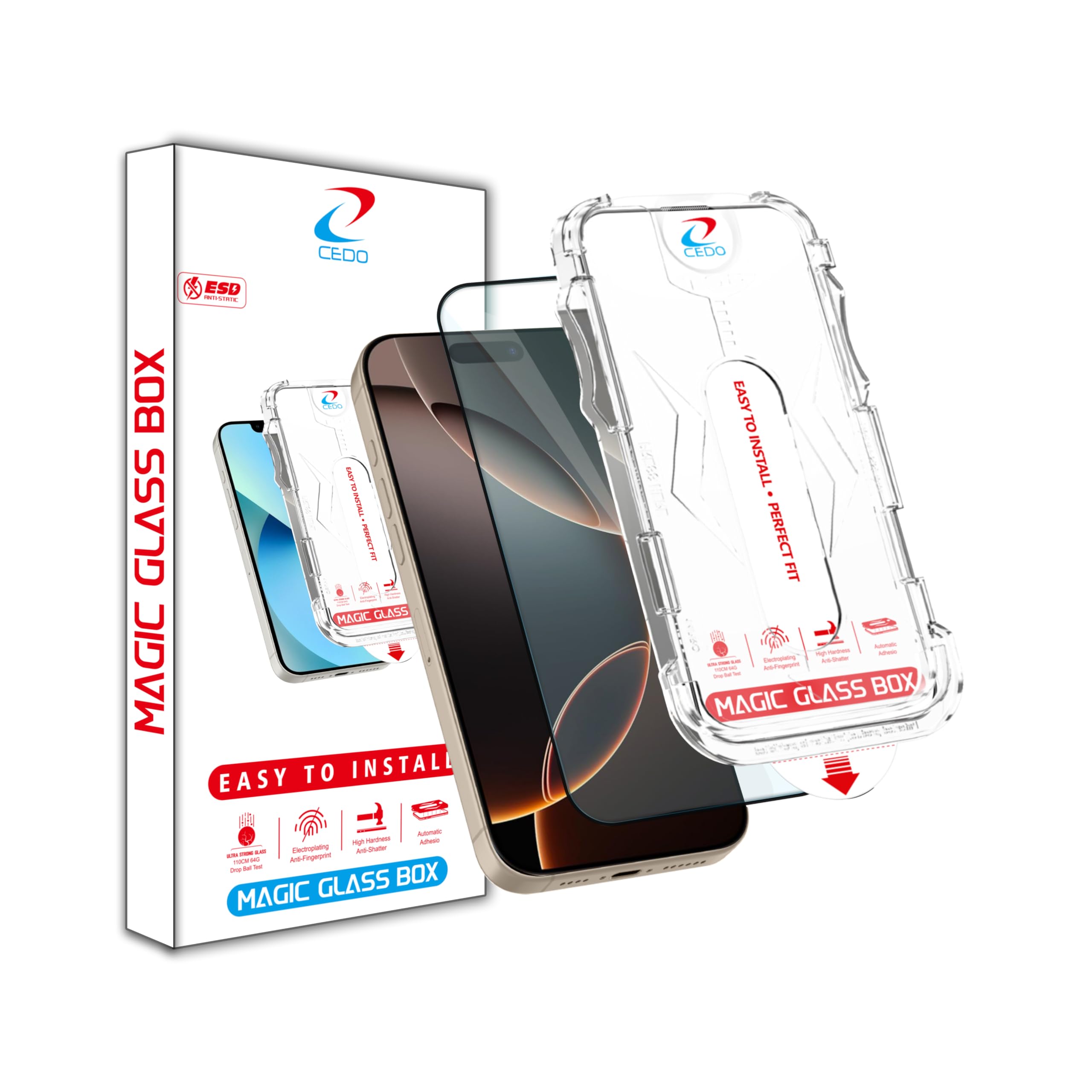 CEDO Magic Box Tempered Glass for iPhone 16 Pro | Dust & Bublle Free Installation Screen Protector with auto Alignment Tool | HD Clear Quality Tempered Glass with Easy Installation Kit (Black)-image-40