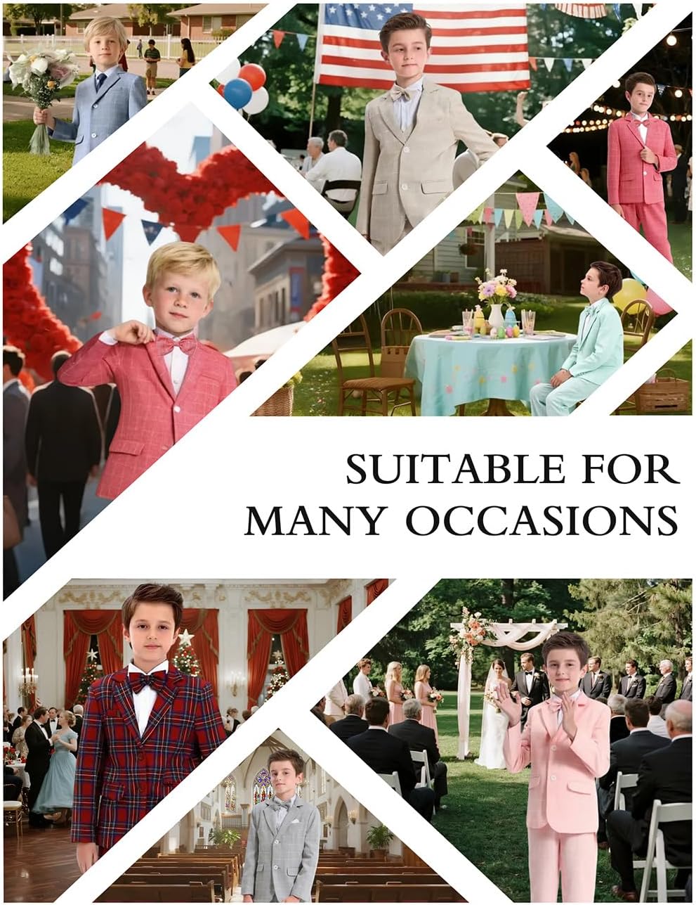 A&J DESIGN Boys' 2-Piece Suits Set Jacket Pants Bow Tie Kids Plaid Formal Outfits