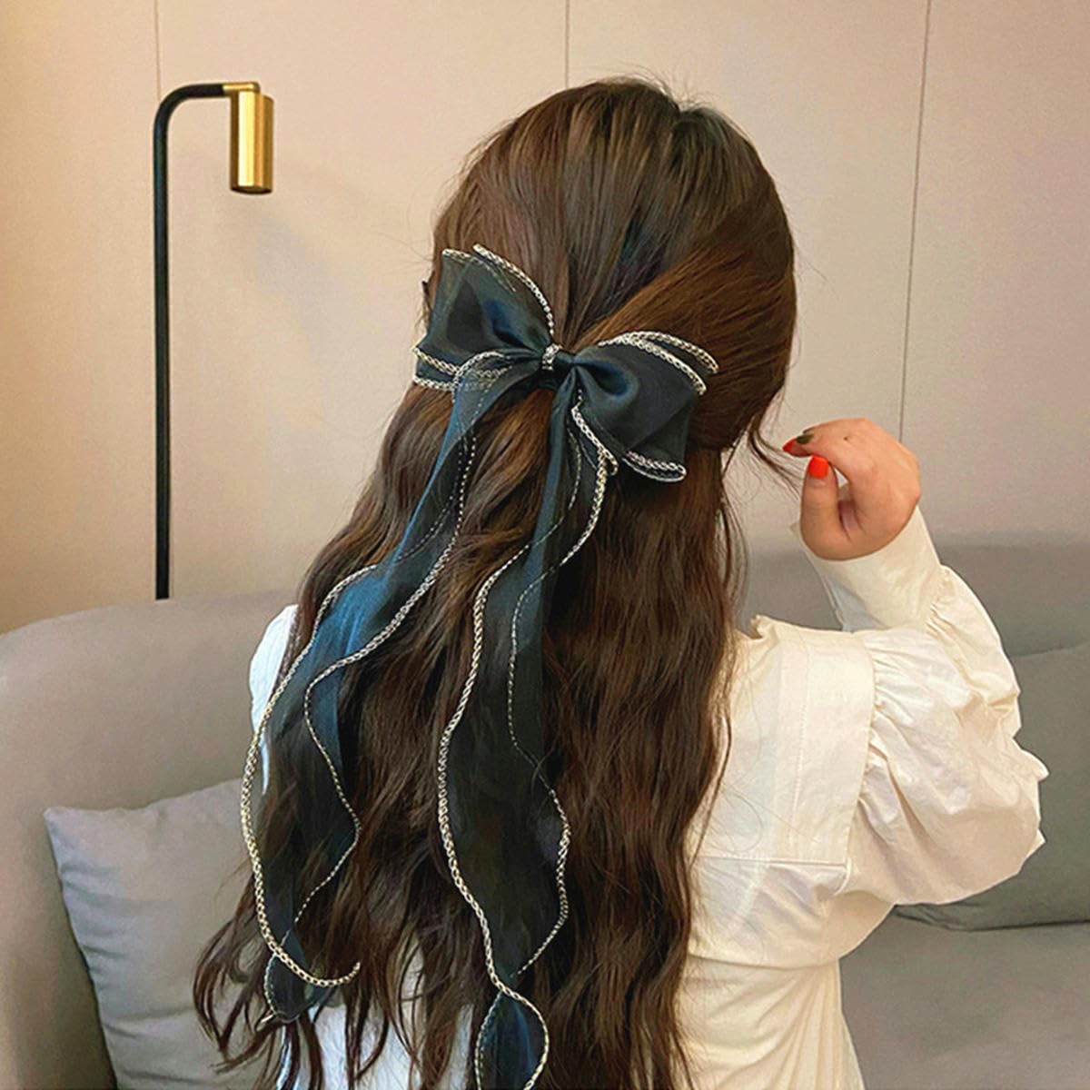 Cinta De Organza De Seda Ondulada De 2,2 Metros De Ancho, 4 CM, Material De Lazo Para Adornos Para El Cabello, Envoltura De Regalos, Decoración, Cintas De Encaje -4 Daifen-2,2 Metros