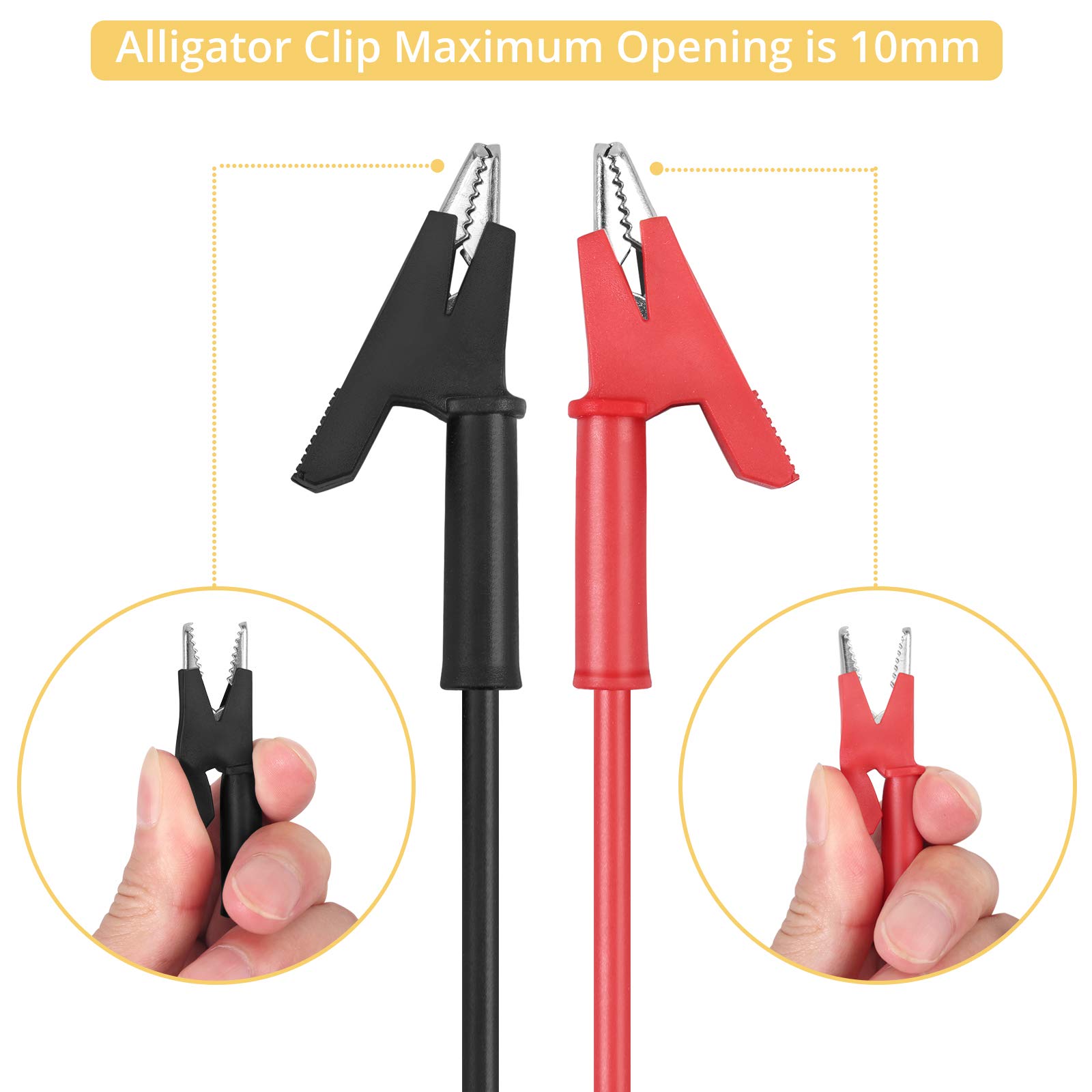 Peakelect P1024 2Pcs Kettős Aligátor Klipek Teszt Vezetékek Nagy Teherbírású Krokodil Bilincsek Multimeter Tesztvezetekek 1000v 15a 100 Cm Es Kabel