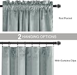 JIUZHEN Rideaux de noir de velours pour le salon - 84 pouces Chambre isolée thermique Darkening Rod Pocket Drapes pour bureau/party, ensemble de 2 Panneaux avec Tiebacks, 52W x 84L, Bleu pierre