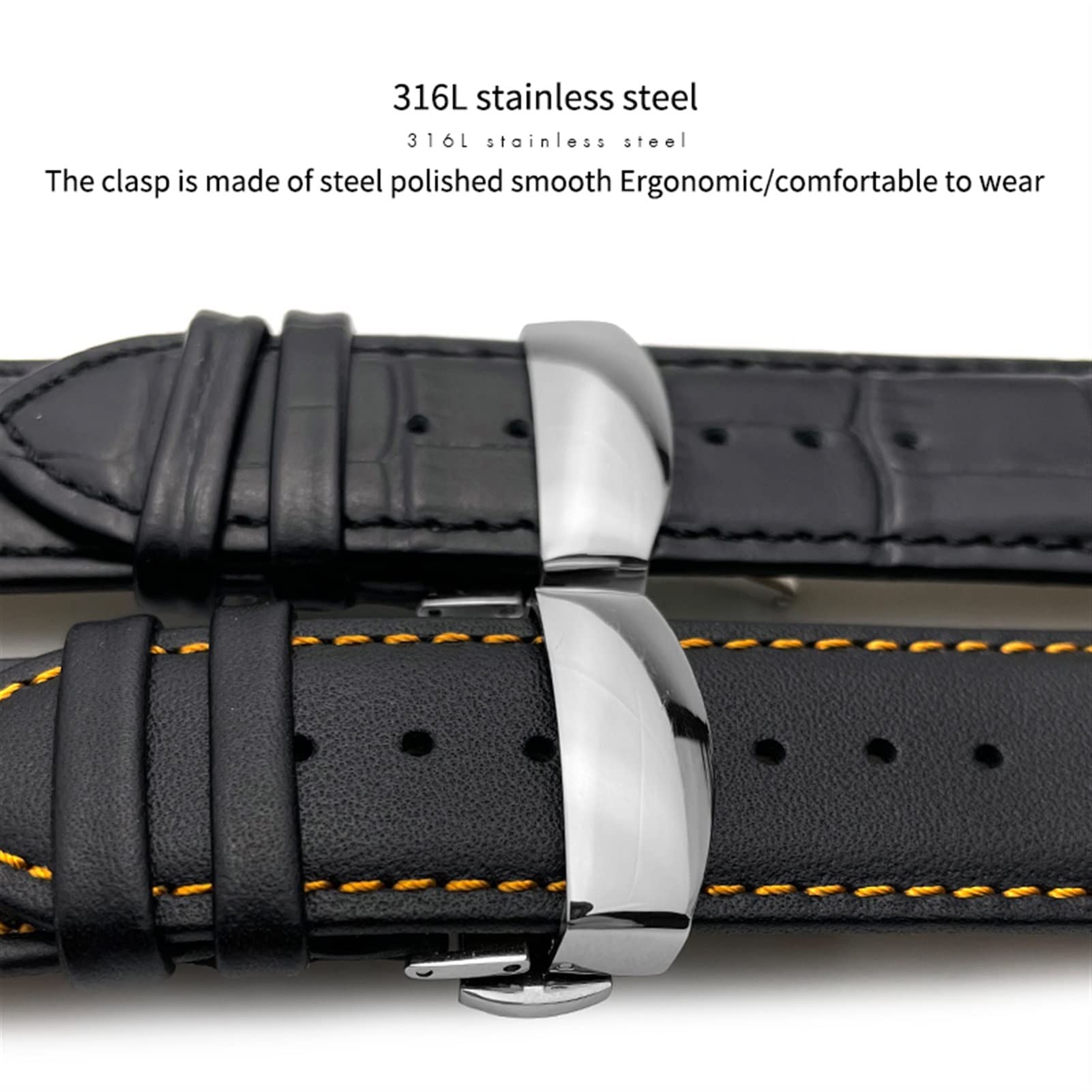 22mm 23mm 24mm di cinturino in vera pelle ricurva in vera corda in forma per T035617 cinturino in pelle di vacchetta cinturino a farfalla braccialetti uomini