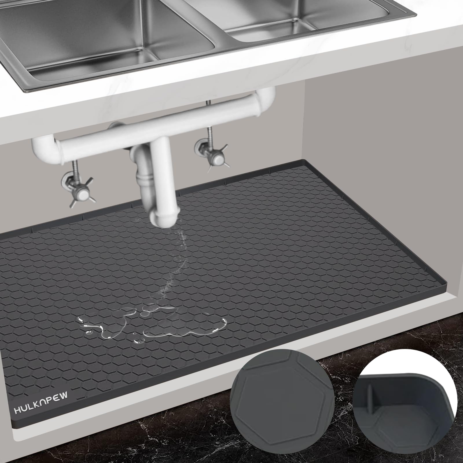 Waterproof Under Sink Mat,Silicone Under Sink Liner, Under Kitchen Sink Mat, Waterproof & Flexible Sink Mats for Kitchen,Bathroom,Storage Sink Drip Tray and Laundry Room,Pet Eating Place etc-28