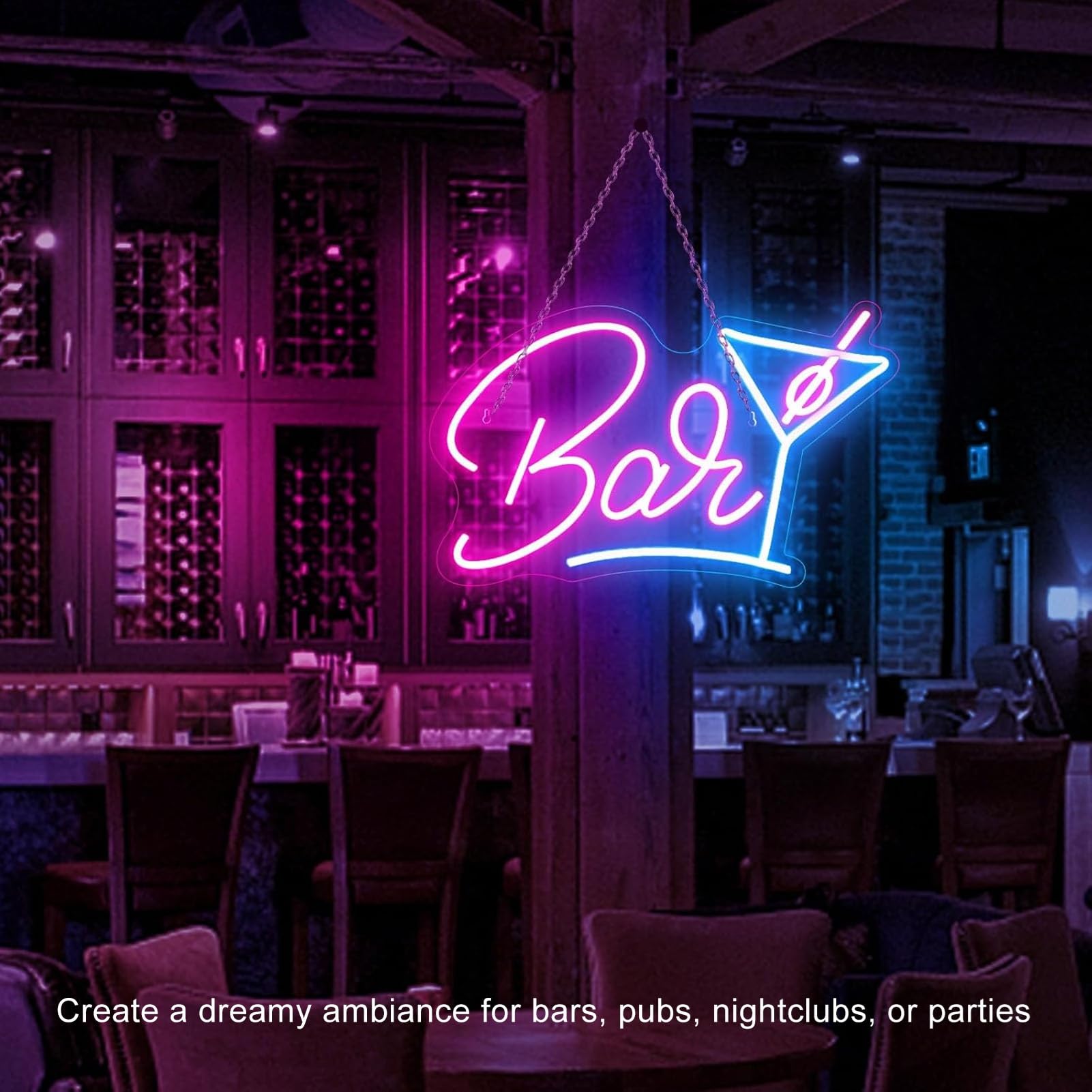 YDuupxe Szyld Neonowy Bar, 26x43cm Akryl