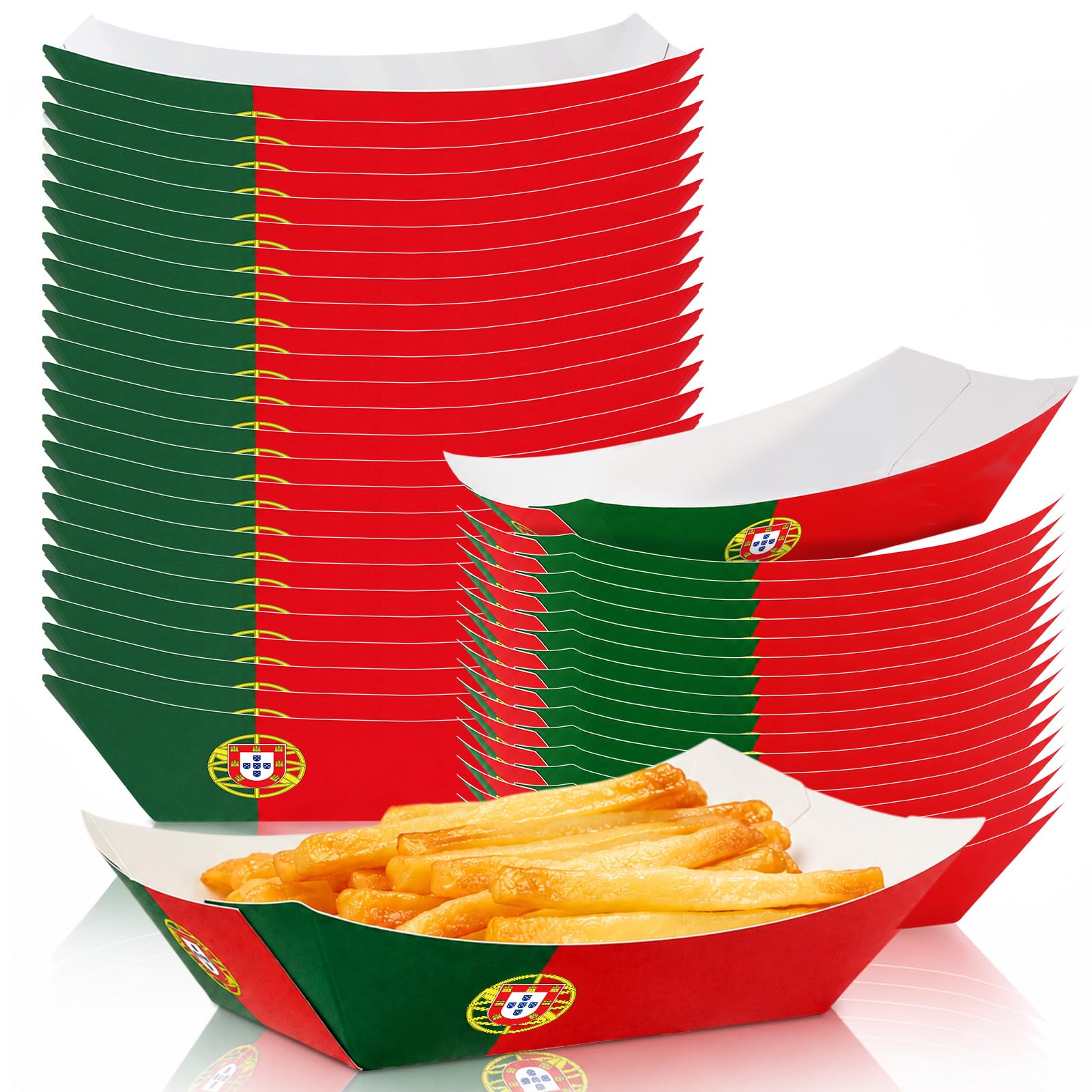 60Pcs Portugal Flag Party Supplies Paper Food Trays Bulk