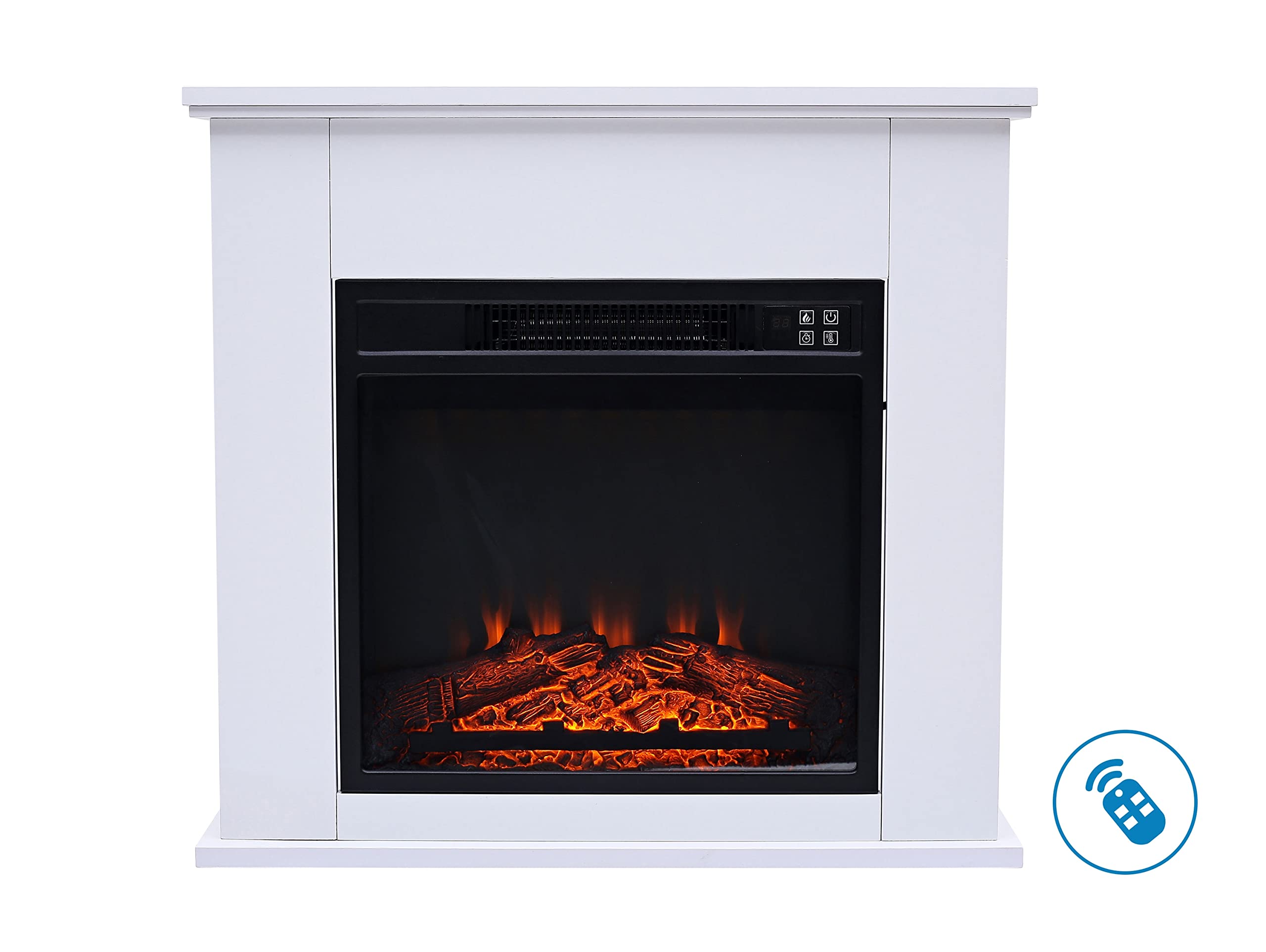 Caminetto elettrico da pavimento con cornice in MDF bianco CHE-610 Purline