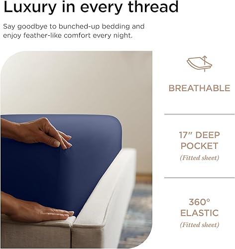 Miniatura 5 de Threadmill American Supima - Sábanas de algodón tamaño King, 1200 hilos, 4 piezas de sábanas de lujo para colchón King, sábanas de calidad de hotel