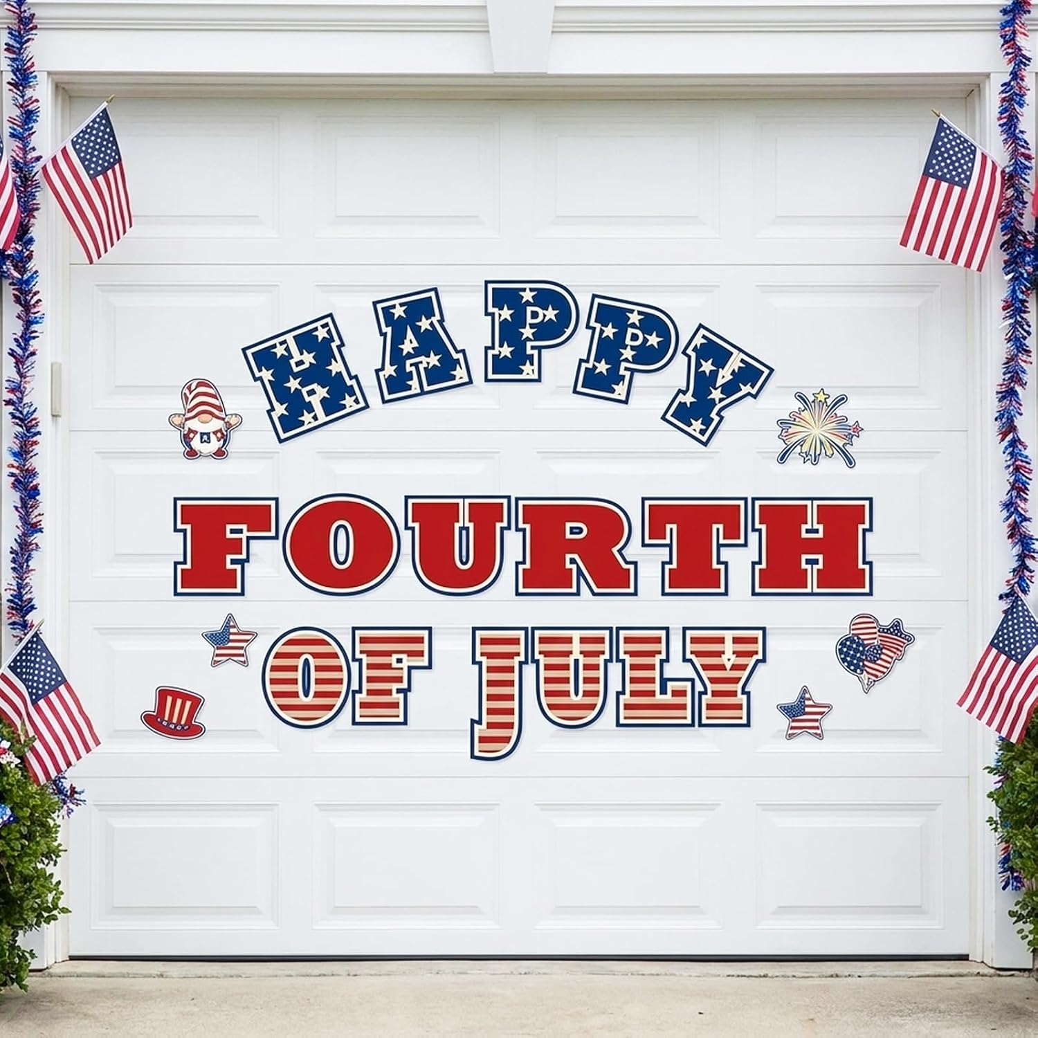 Whaline 23Pcs Patriotic Garage Door Magnets Sticker 250th Anniversary Happy 4th of July Magnet Decal Refrigerator Sticker American Flag Theme Garage Decal for Independence Day Party Supplies Decor