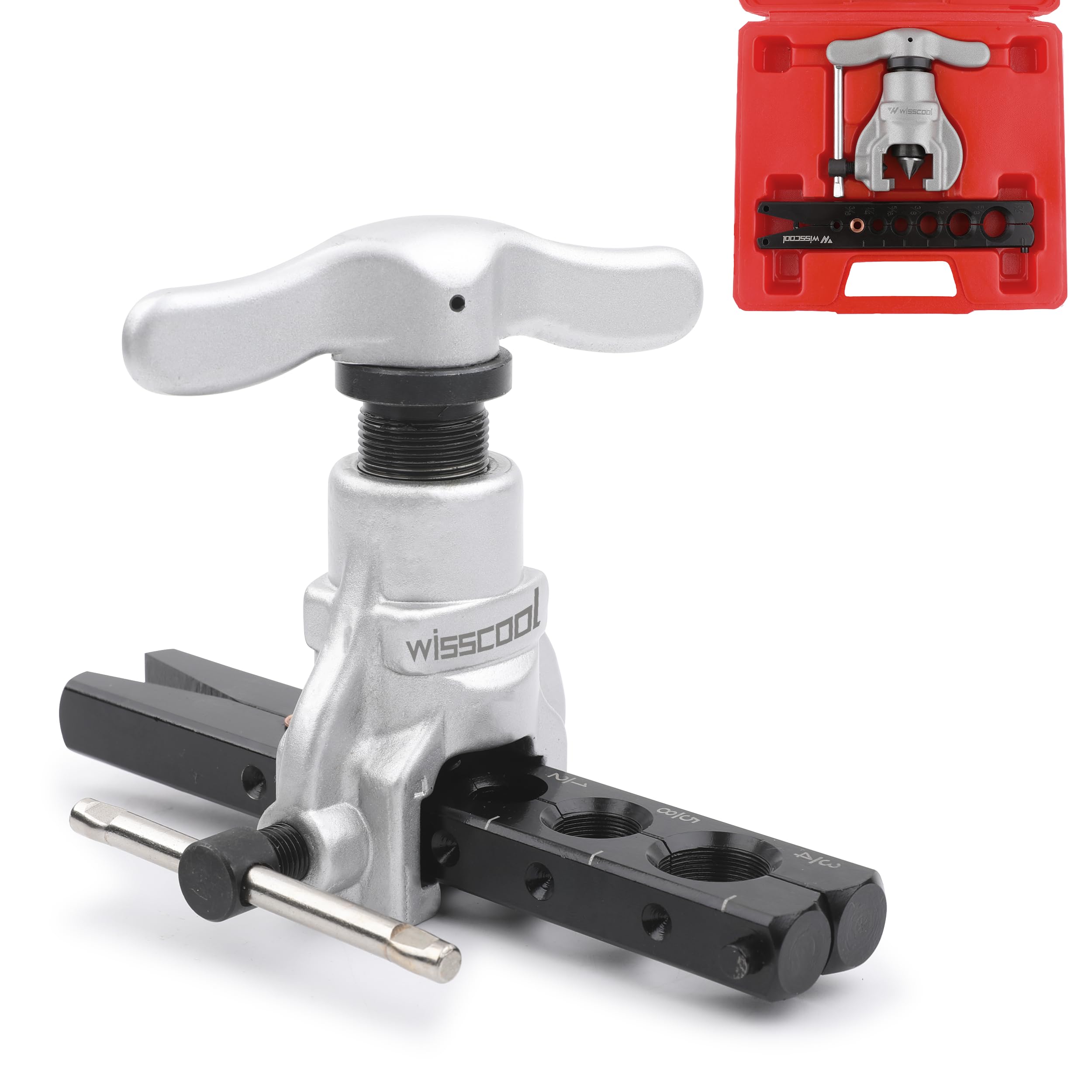 Wisscool Flaring Tool for 3/16"- 3/4" 45° Heavy Duty Eccentric Cone Type Flaring Tool for Copper Aluminum Pipes (Flaring Tool)