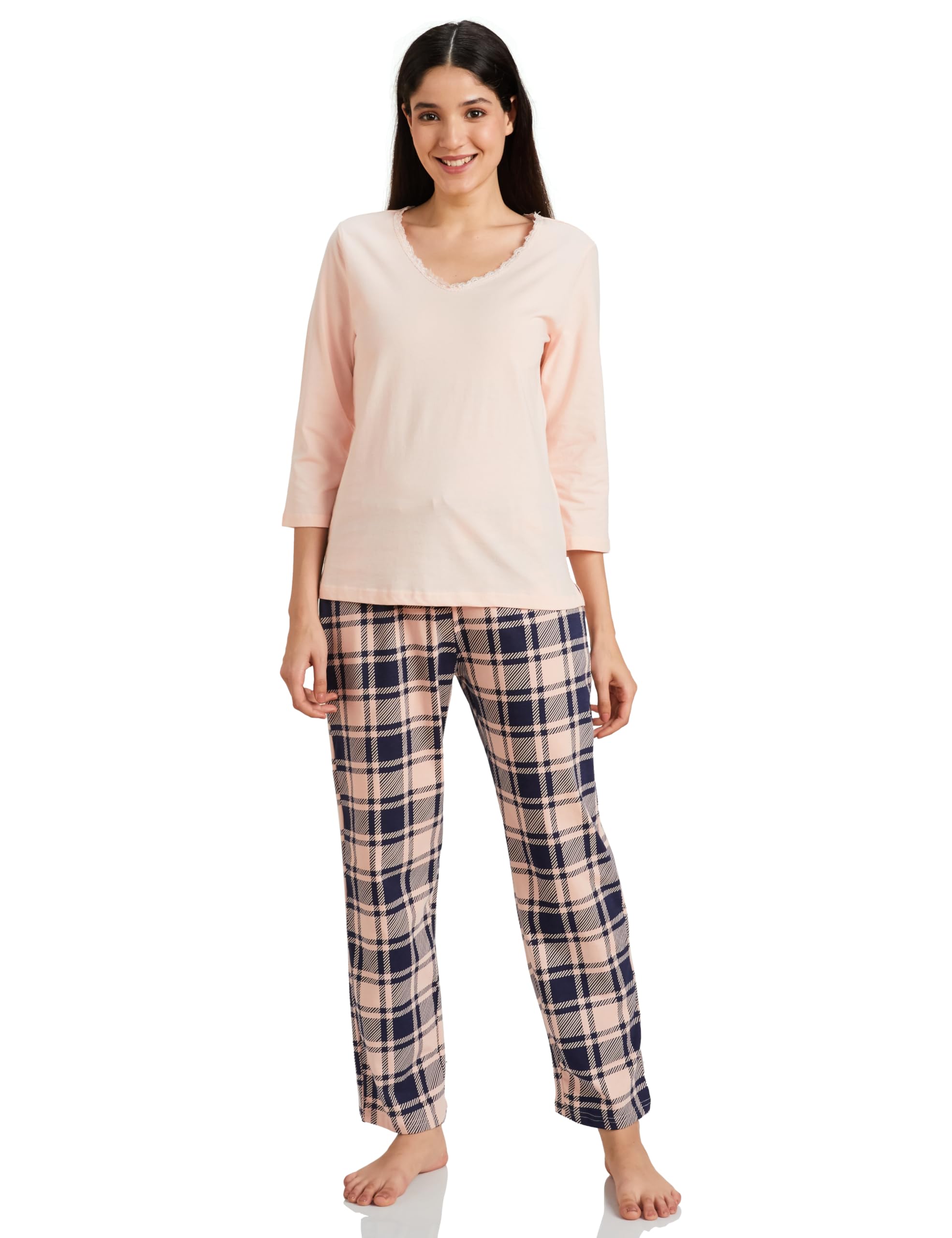 Women Cotton Regular Fit T-Shirt and Pajama Night Suit (Night Wear | Lounge Wear Set)-image-48