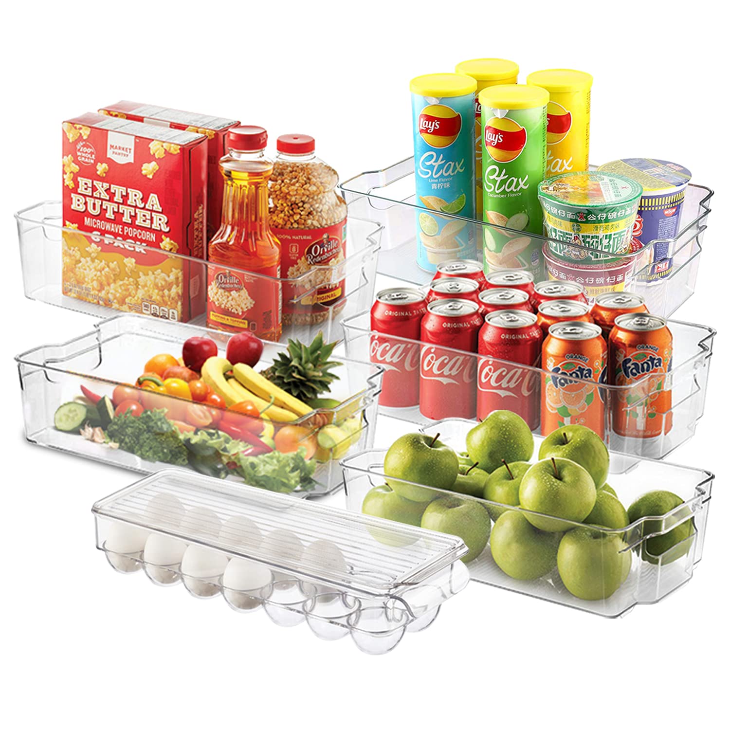 Buy Fridge Organizer Set of 6 (5 Drawers Tray & 1 Egg Holding Tray