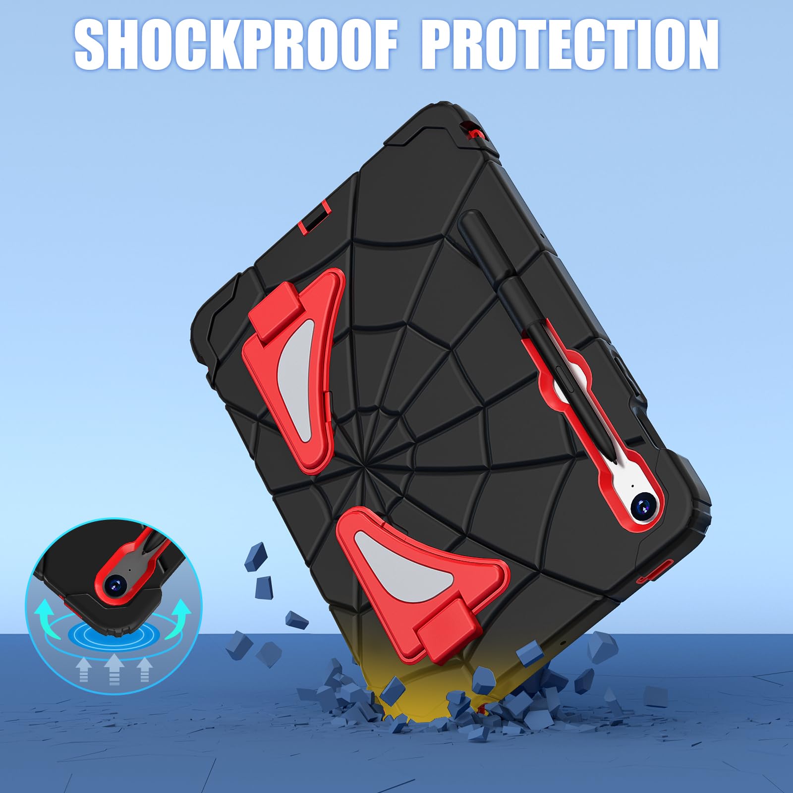 Funda resistente para niños para Samsung Galaxy Tab S10 Lite de 10.9 pulgadas 2025 SM-X400/X406B/S10FE con soporte dual y porta S Pen, funda resistente de PC+silicona a prueba de golpes para