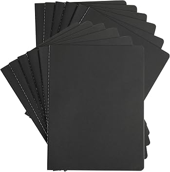 Large Notebook Journals Bulk, 12 Pack, Black Cover, 60 Unlined Pages, A4 Size, 8.5x11 inch, 80GSM Thick Blank Paper