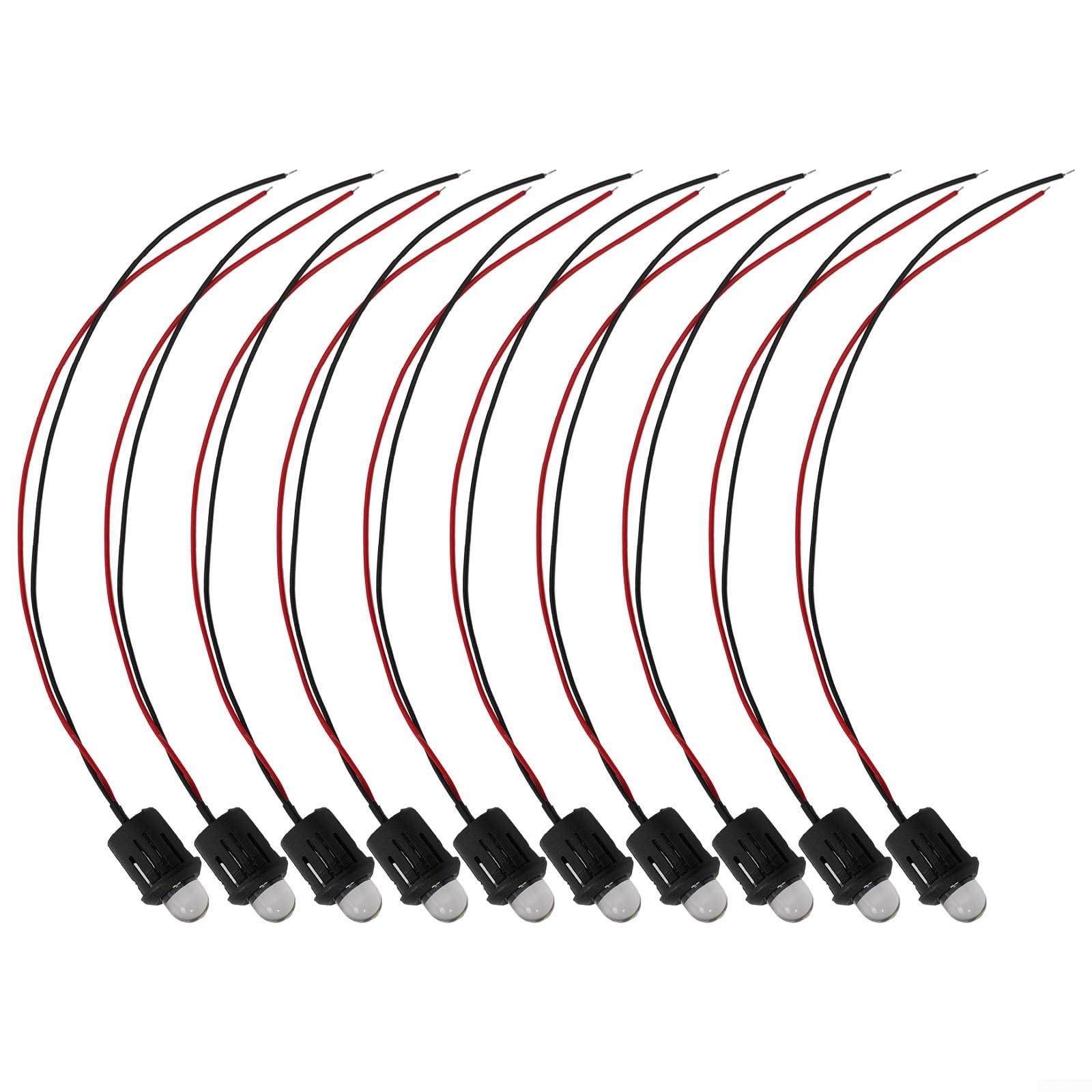 ComfyHarbor 10-Pack 12V 10mm Pre-Wired LED Bulbs, White
