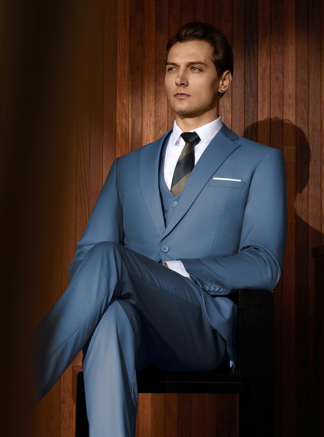 WULFUL Men’s Slim Fit Suit One Button 3-Piece Blazer Dress Business Wedding... - Picture 168 of 257