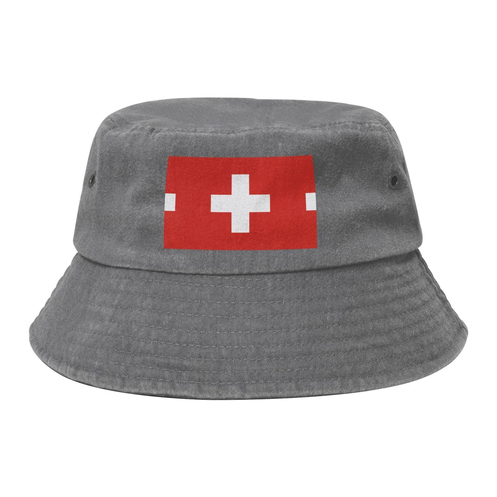 GGsdaf Swiss Flag Printed Bucket hat - Suitable for Outdoor Sports Sun Hats Outdoor Fishing Hats Gray