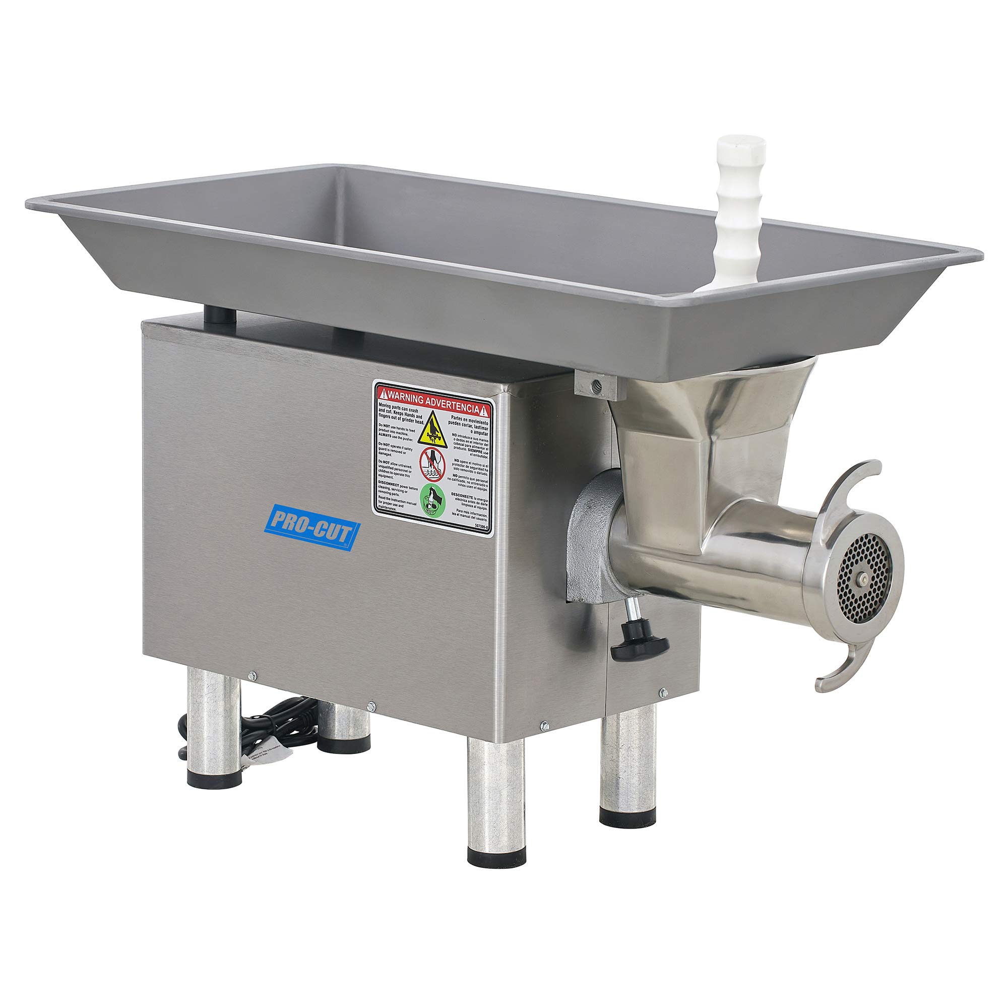 Pro-Cut KG22WSS, 1 HP Motor 110V, 1 Phase, Stainless Steel Cabinet, HEADSTROCK, Auger and PAN, 1,700+ LBS/HR Grinding Capacity, Robust Headstock with Permanent AFFIXED Safety Guard.