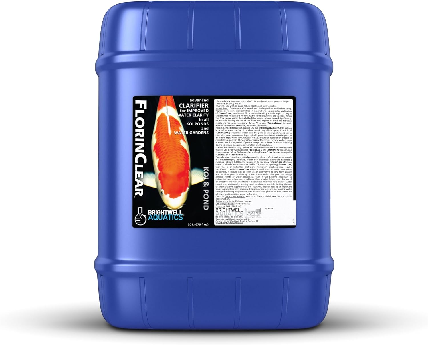 Brightwell Aquatics FlorinClear – Rapid Pond Water Clarifier – Eliminates Cloudy Water & Improves Water Quality for Ponds & Water Gardens, 2L