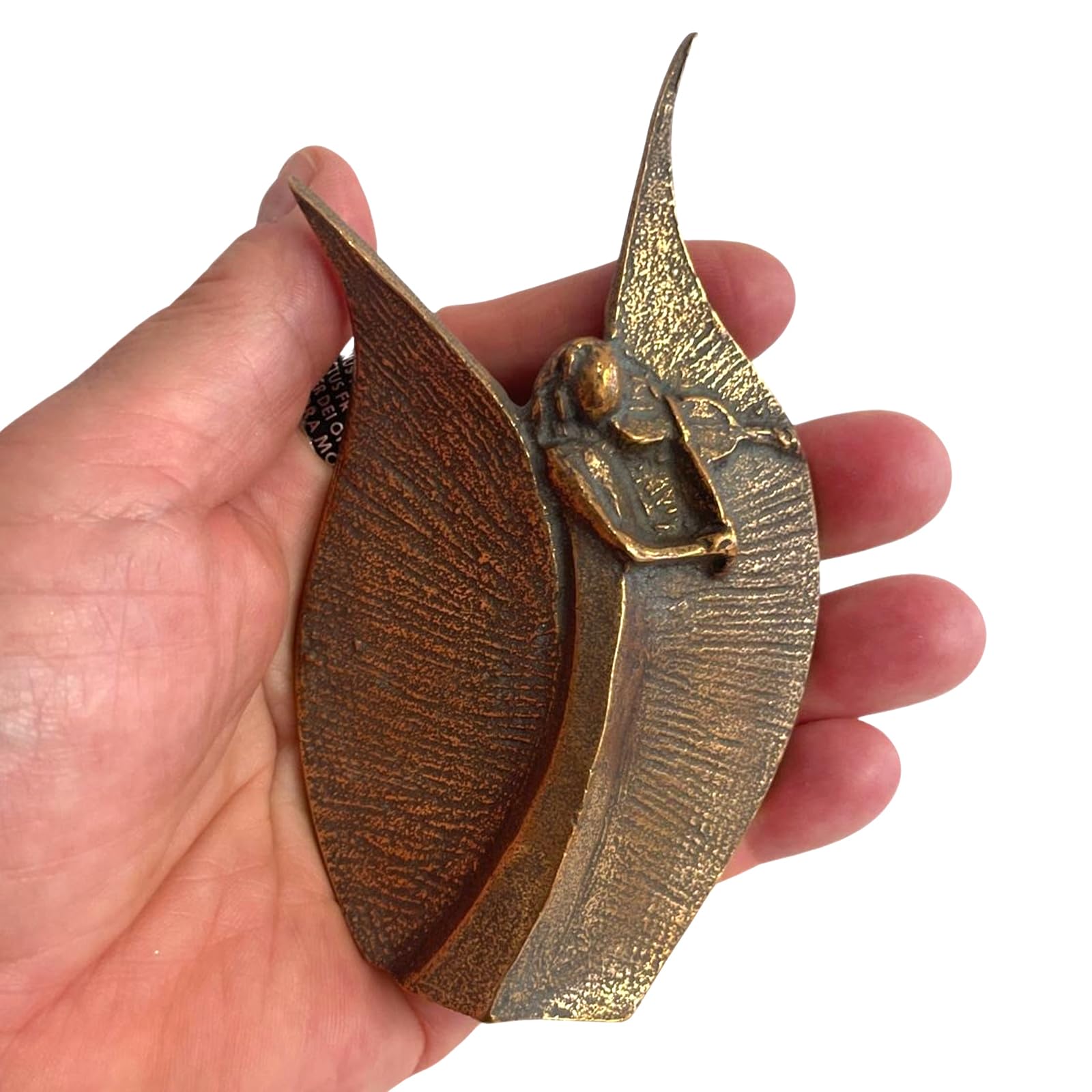 Herzmensch Bronze Engel Figur mit Geige musizierend aus massiver Bronze 6,8 x 11,8 cm als Geschenk zu Hochzeit, Weihnachten und Geburtstag, besondere Anlässe