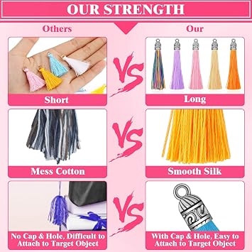 Caffox Tassels for Jewelry Making, 120PCS Keychain Tassel Charms Bulk, Silky Handmade Tassels for Earrings Bracelets Necklaces and DIY Craft