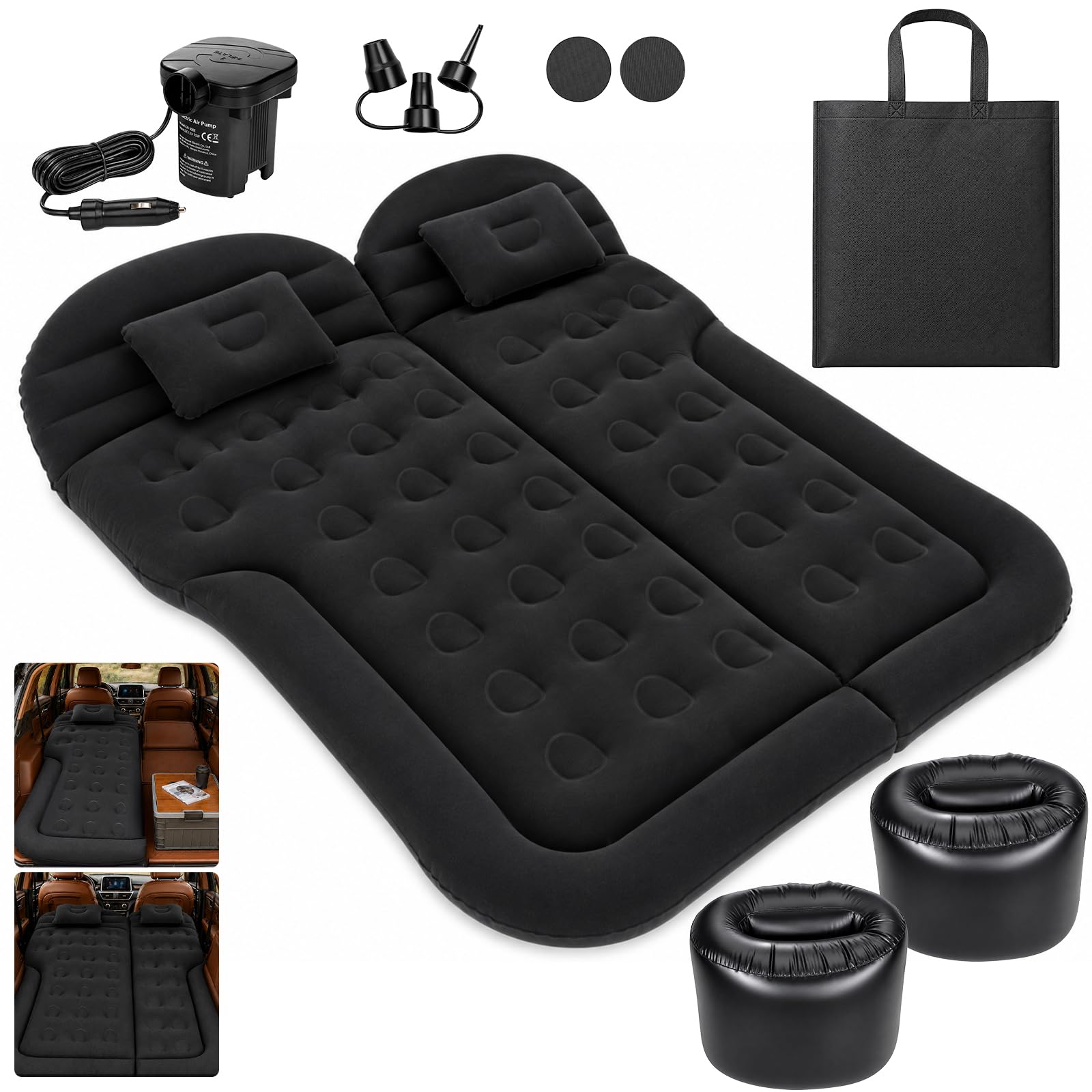 GREENSAPPIRE Car Air Mattress Bed, Portable Inflatable Car Mattress (Black)