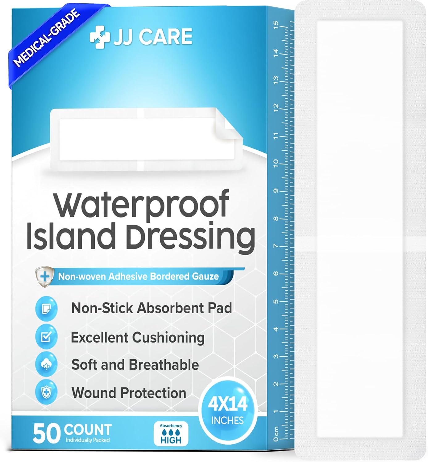 Island Dressing 4x14, 50ct, Wound Care & Dressings, Waterproof, FSA&HSA