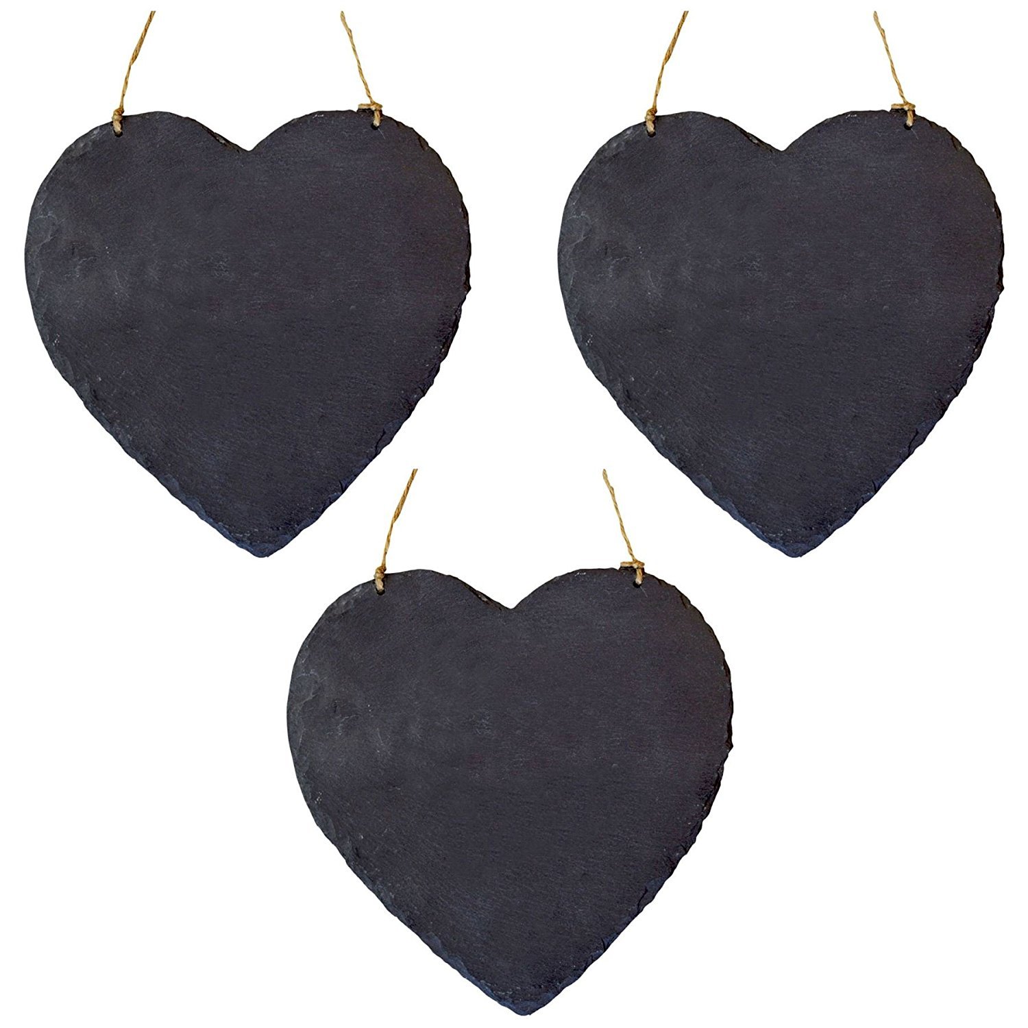 Nicola Spring Slate Heart Hanging Notice Boards - 24.5 x 24.5cm - Natural - Pack of 3