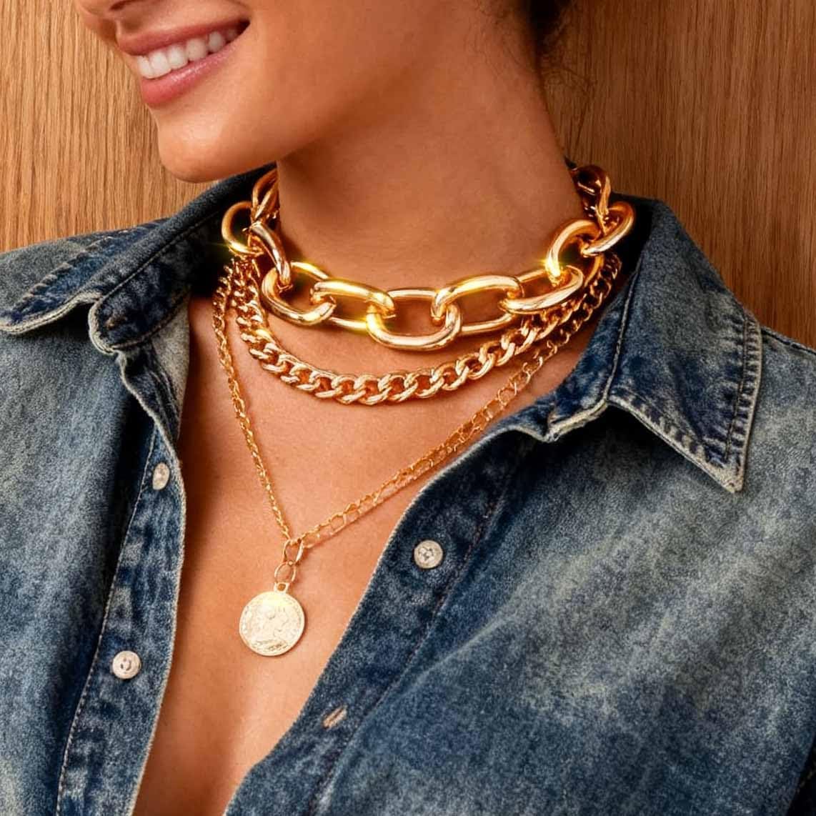 CLOACE Gold Chunky Necklace Cuban Link Chain for women - Image 6