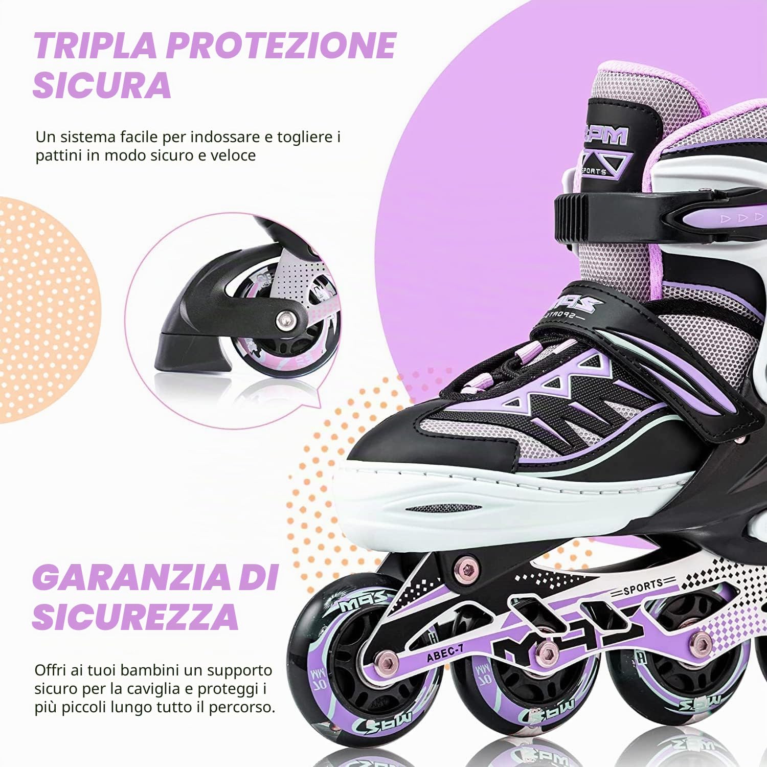 Pattini in linea Cytia 2PM SPORTS Ragazza Regolabili Ruote PU 82A Bambini