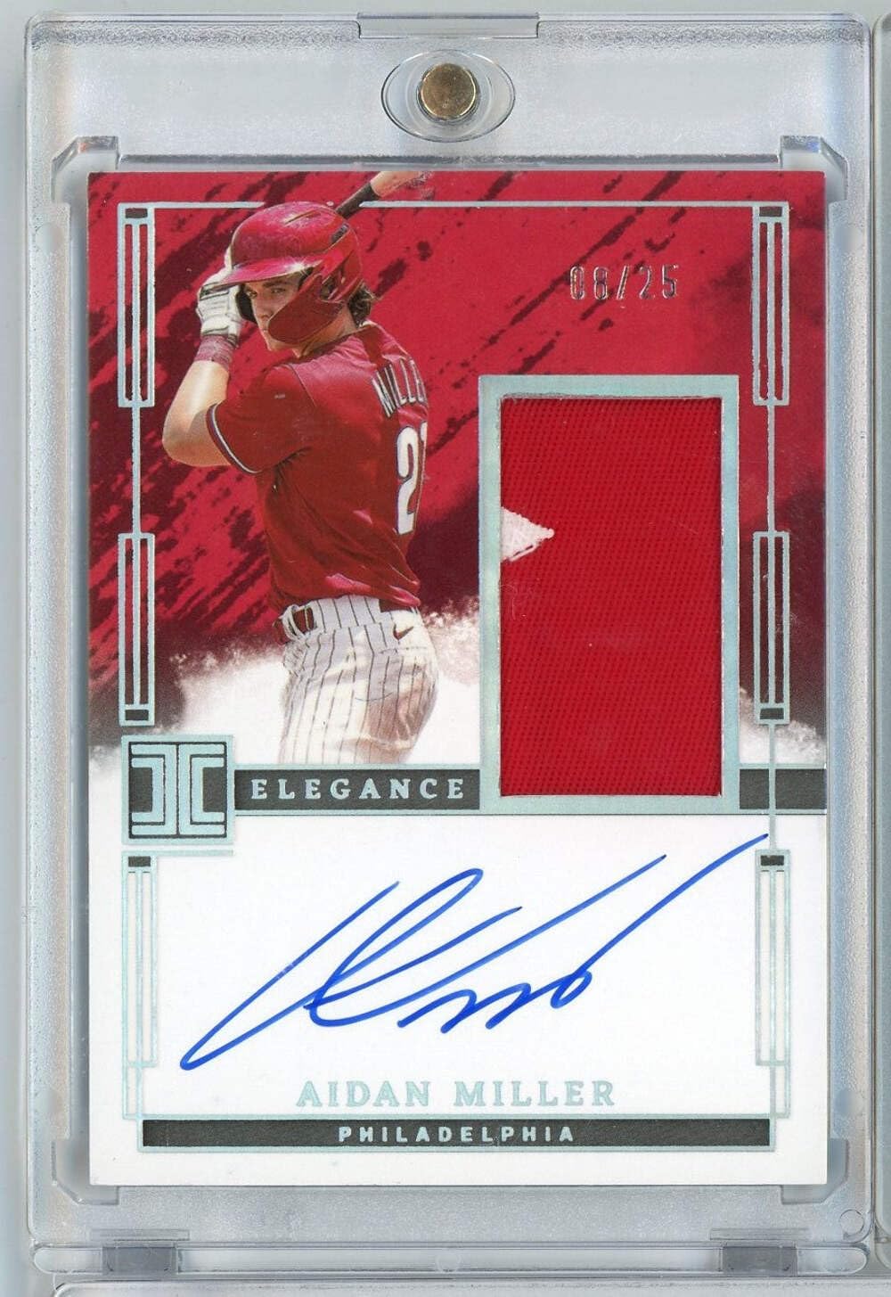 2024 Panini Impeccable Aidan Miller #EPJAM /25 Elegance Relic Auto Rookie RC Baseball Card