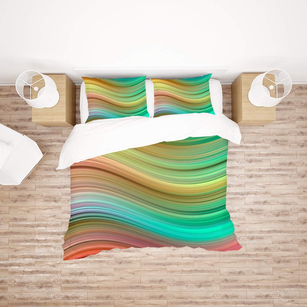 Juego de funda de edredón matrimonio de poliéster fácil cuidado y fundas de almohada rayas