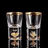 DUJUST Shot Glasses 4cl Crystal Glasses Decorated with 24K Gold Leaf Flakes Cool & Cute Shot Glasses BPA Free and Lead Free Room Decor - Pack of 2