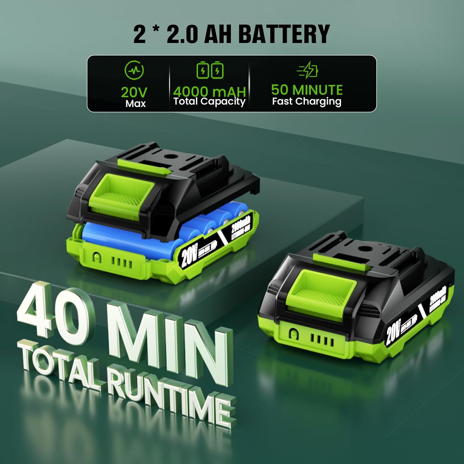 Cordless Lawn Edger, 20V Battery Powered Edger for Lawns with 9-Inch Blade & Dual Wheels, 3500RPM Electric Lawn Edger with 3 Depth Settings, 2 x 2.0Ah Batteries & Charger for Driveway, Sidewalk